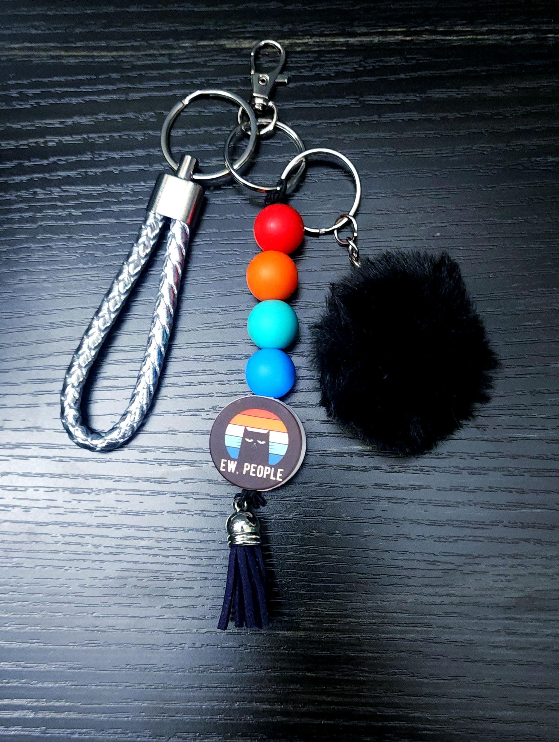 Pom Pom Keychain: Stylish Wrist Lanyard Keyring - Thumbnail 4