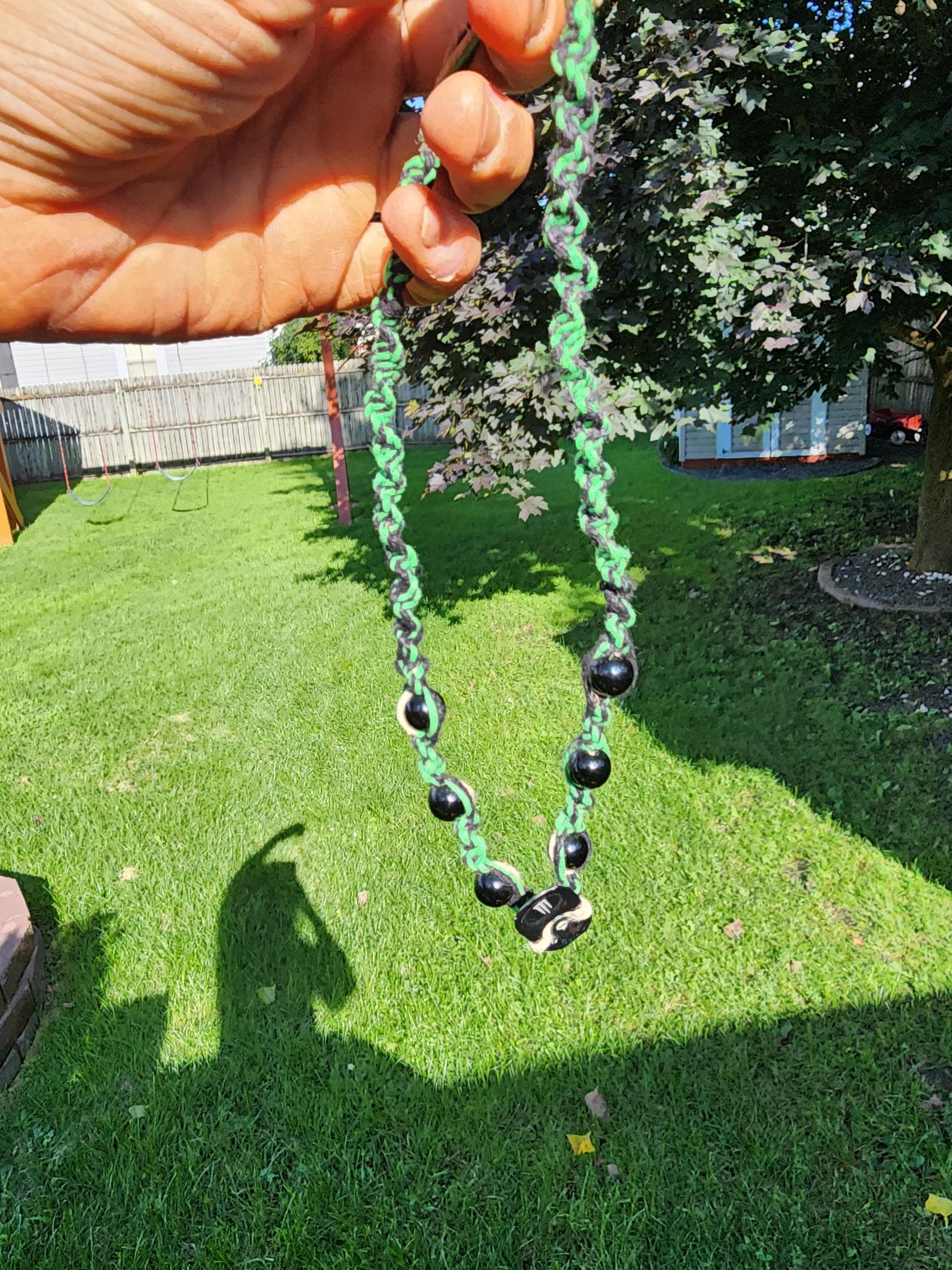Chaos Gremlin Hemp Necklace: Upcycled Energy Tab, Goblin-Core Style - Thumbnail 6