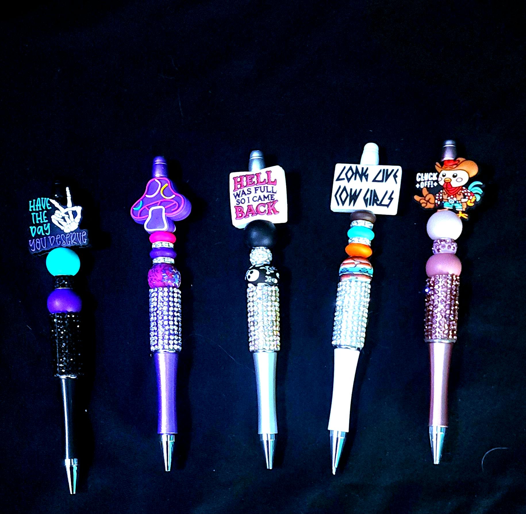 Rhinestone Pen with Funny Charm | Sparkly Bling Writing Pens for Gifts, Office & School Supplies