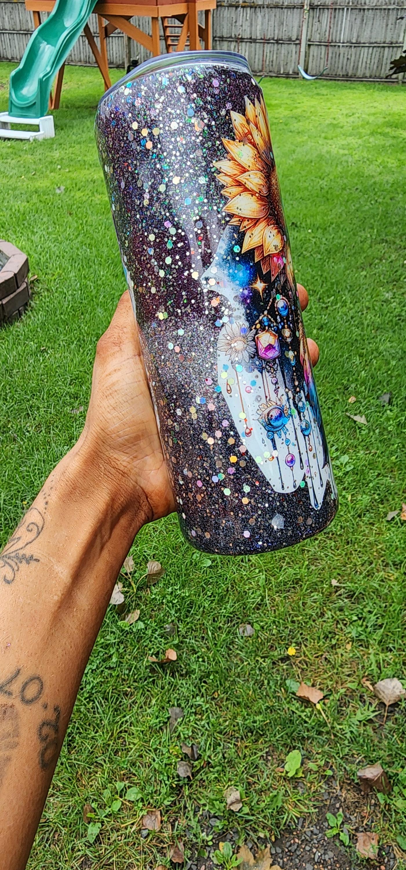 Handmade Dream Catcher Tumbler: Boho Glitter Stainless Steel Travel Mug - Thumbnail 6
