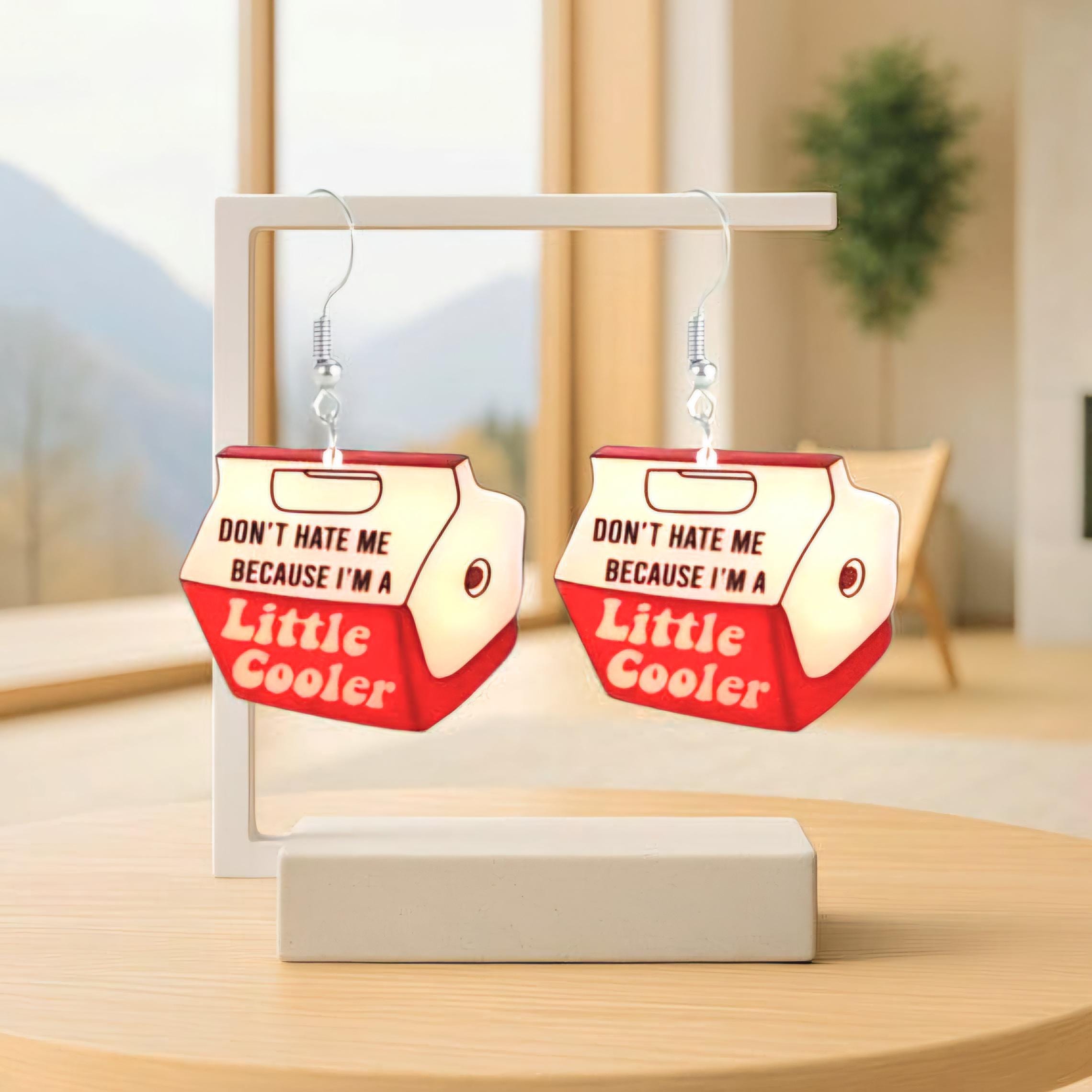 Red & White Acrylic Dangle Earrings: Baddie Sass Charms - Thumbnail 3