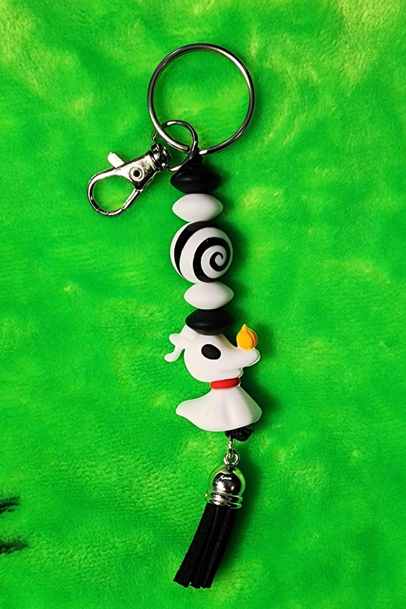 Zero Nightmare Before Christmas Keychain: Ghost Dog Beaded Bag Charm - Thumbnail 4