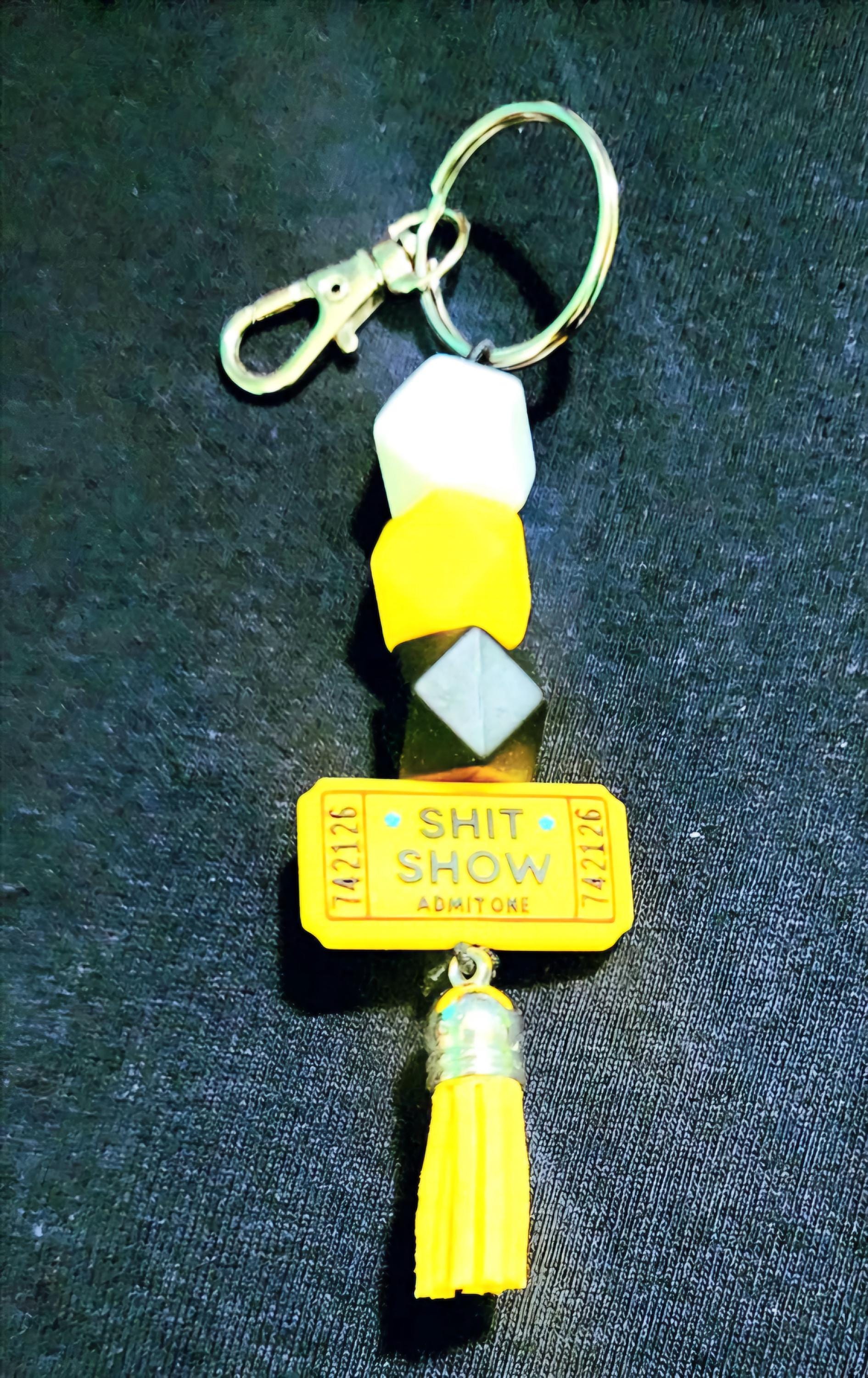 Humorous Beaded Keychain: Novelty Keyring - Thumbnail 6
