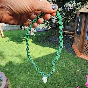 Handmade Green Hemp Skull Necklace