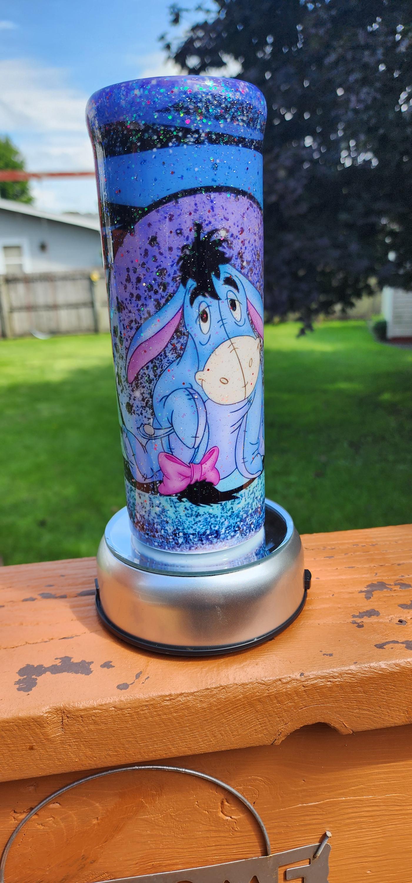 Eeyore Epoxy Tumbler: Handmade Glitter Stainless Steel Winnie the Pooh Cup - Thumbnail 6