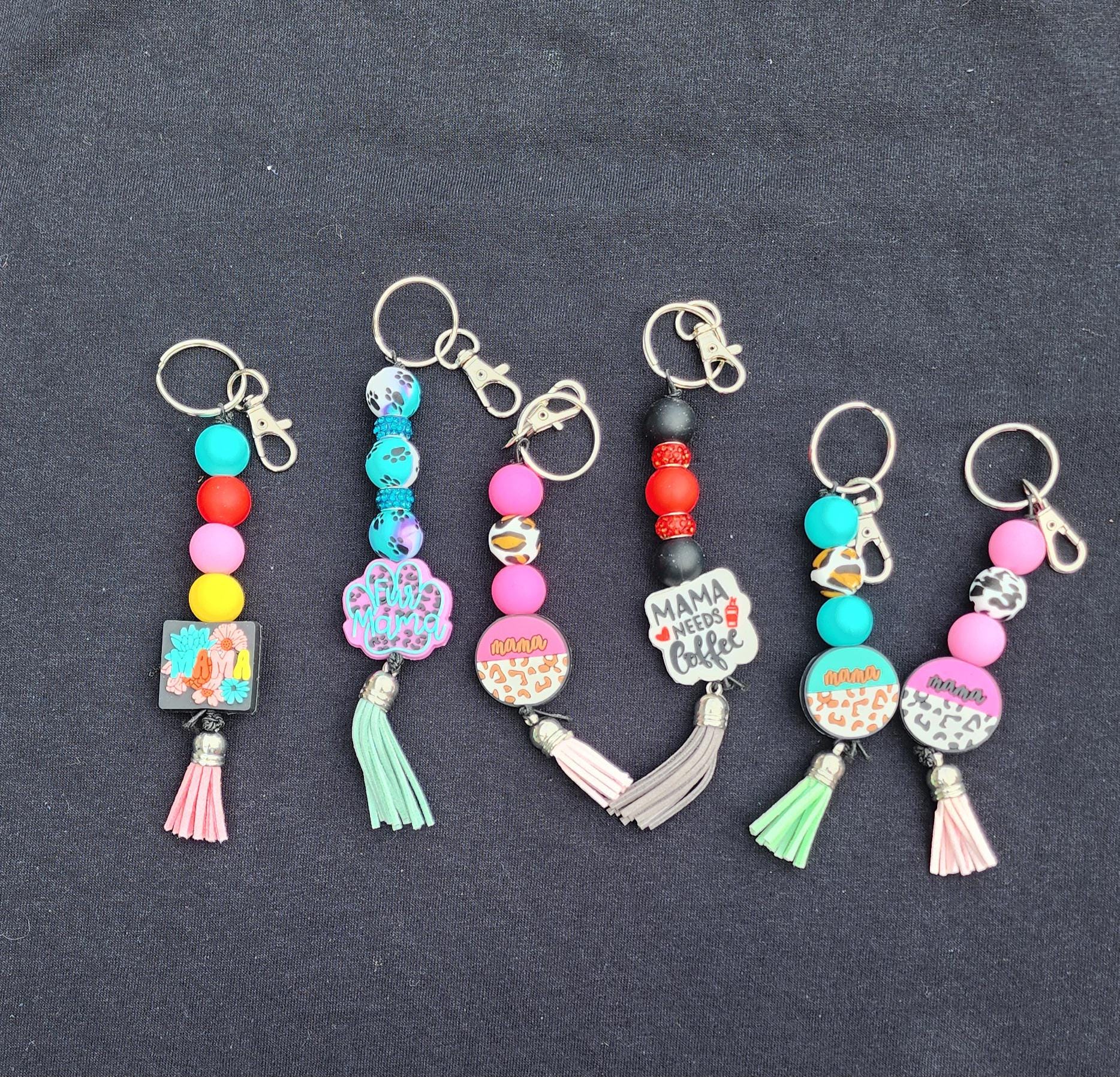 Mama Keychain: Beaded Tassel Keychain
