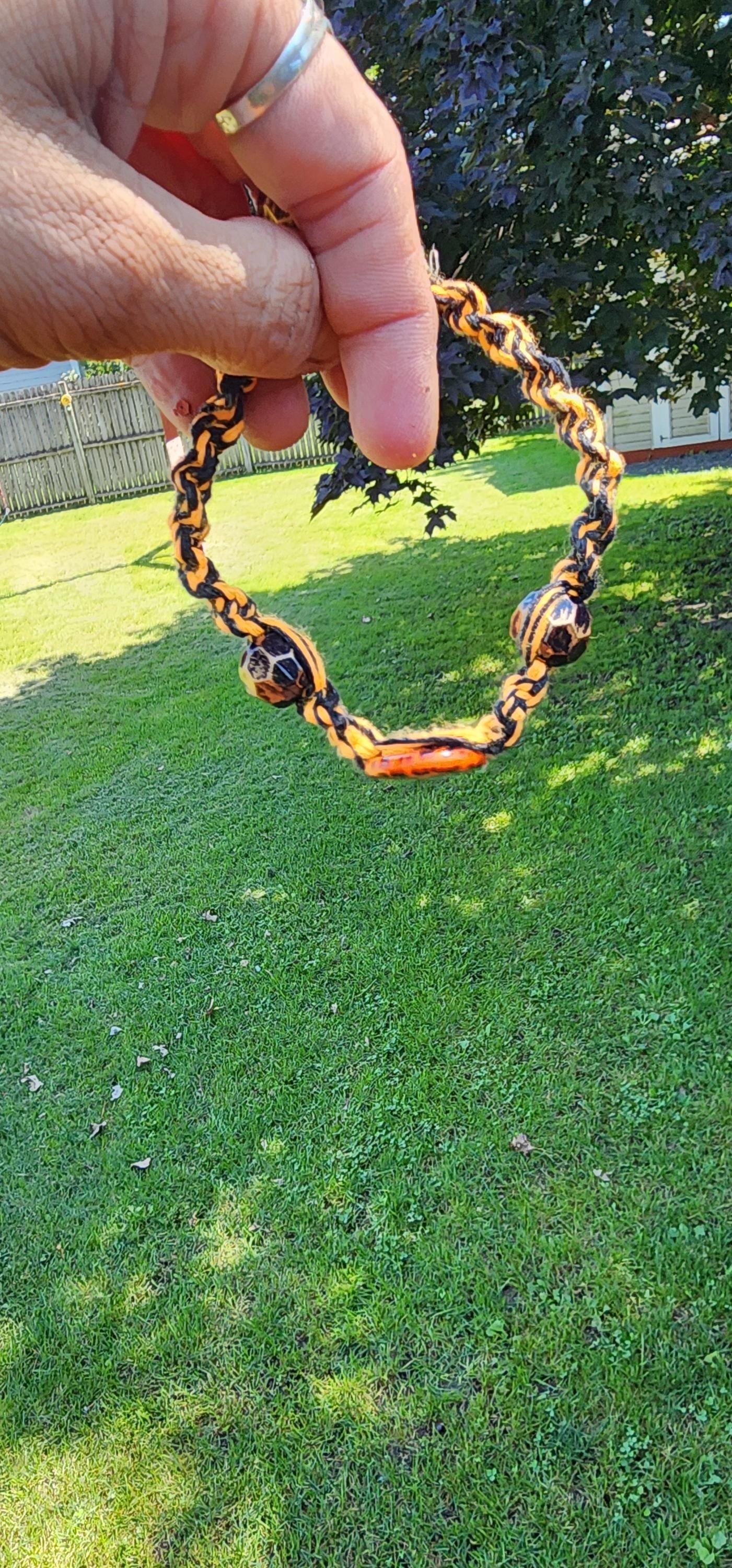 Handmade Hemp Bracelet: Burnt Orange Glass Bead, Boho Gothic Jewelry - Thumbnail 3