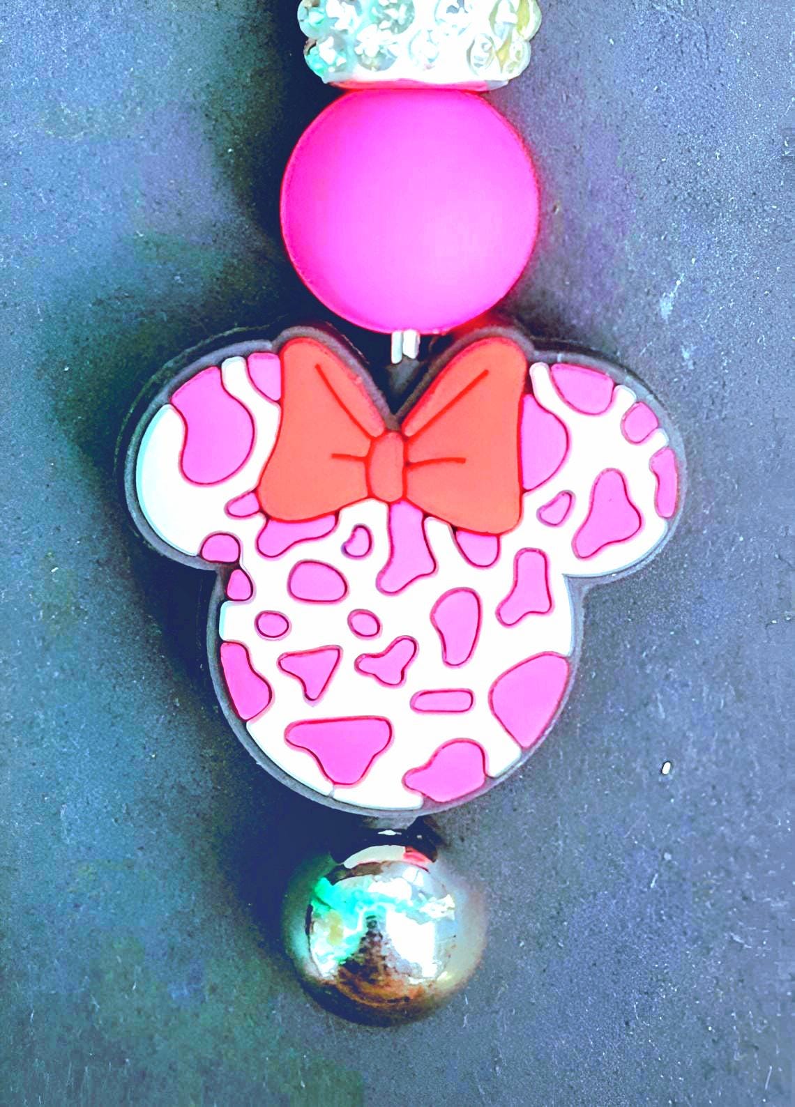 Handmade Minnie Mouse Cow Print Keychain
