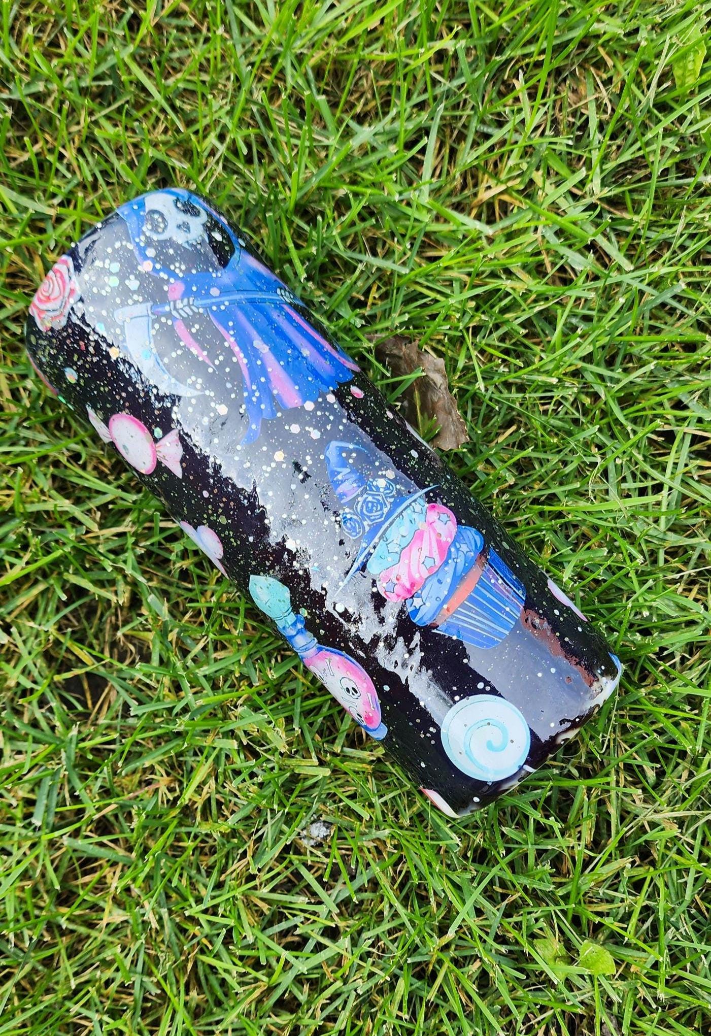 Resting Witch Face Tumbler: Witchcore Cupcakes & Tombstones - Thumbnail 2