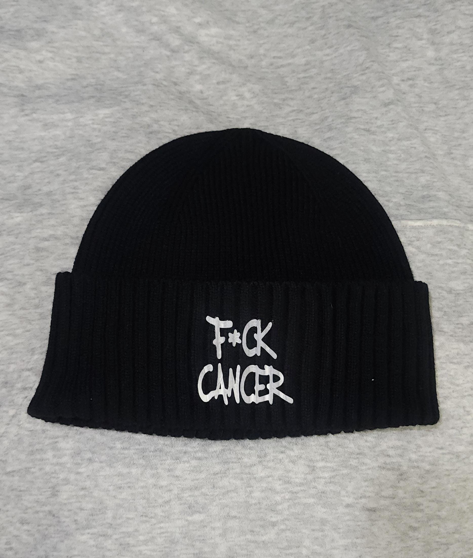 Warrior Beanie F*ck Cancer Hat | Soft Knit Cancer Awareness Cap | Bold Statement Winter Headwear - Thumbnail 3