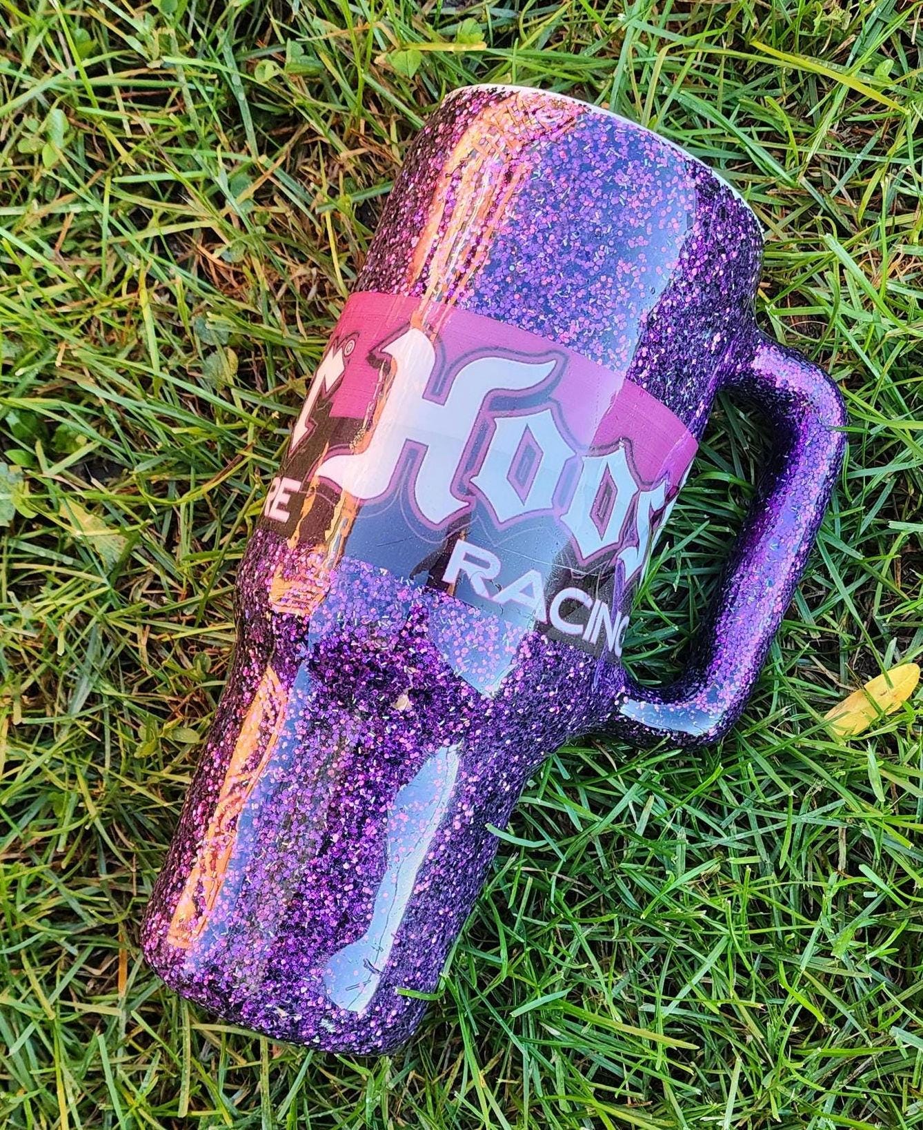 Hoosier Racing Tire Tumbler: Purple Glitter 40oz Drag Racing Cup - Thumbnail 2