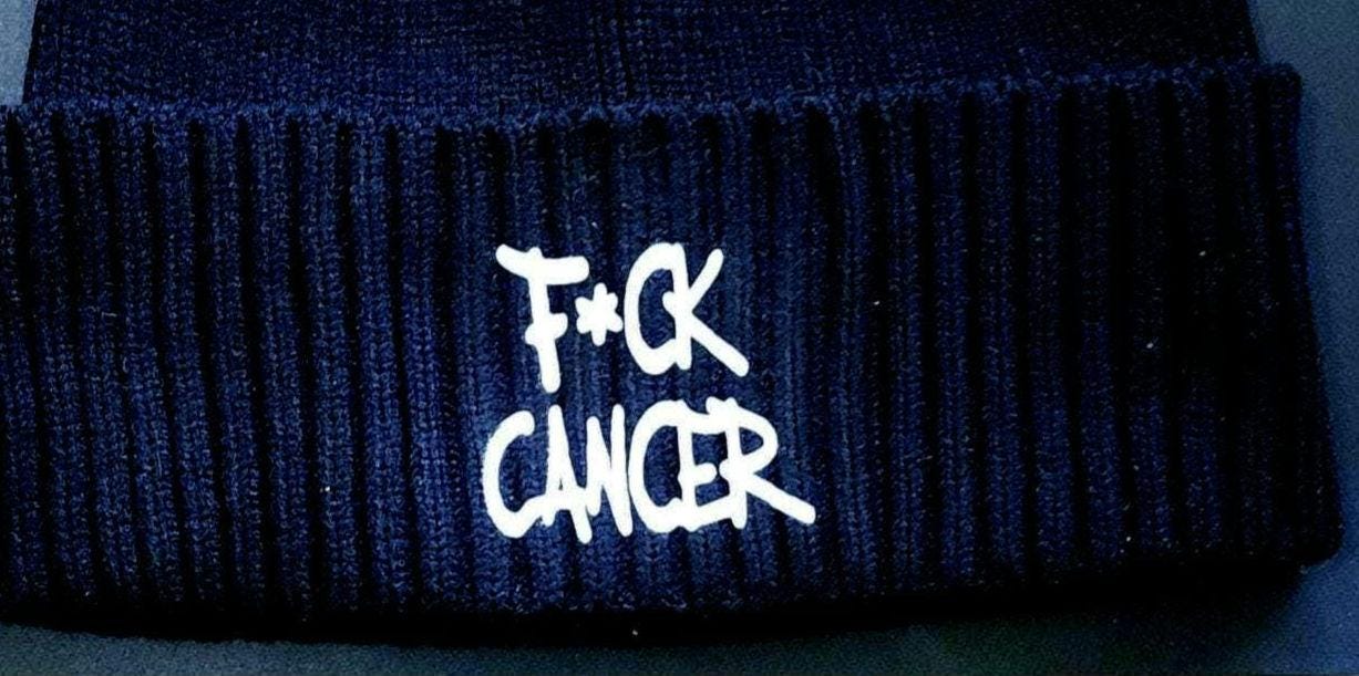 Warrior Beanie F*ck Cancer Hat | Soft Knit Cancer Awareness Cap | Bold Statement Winter Headwear