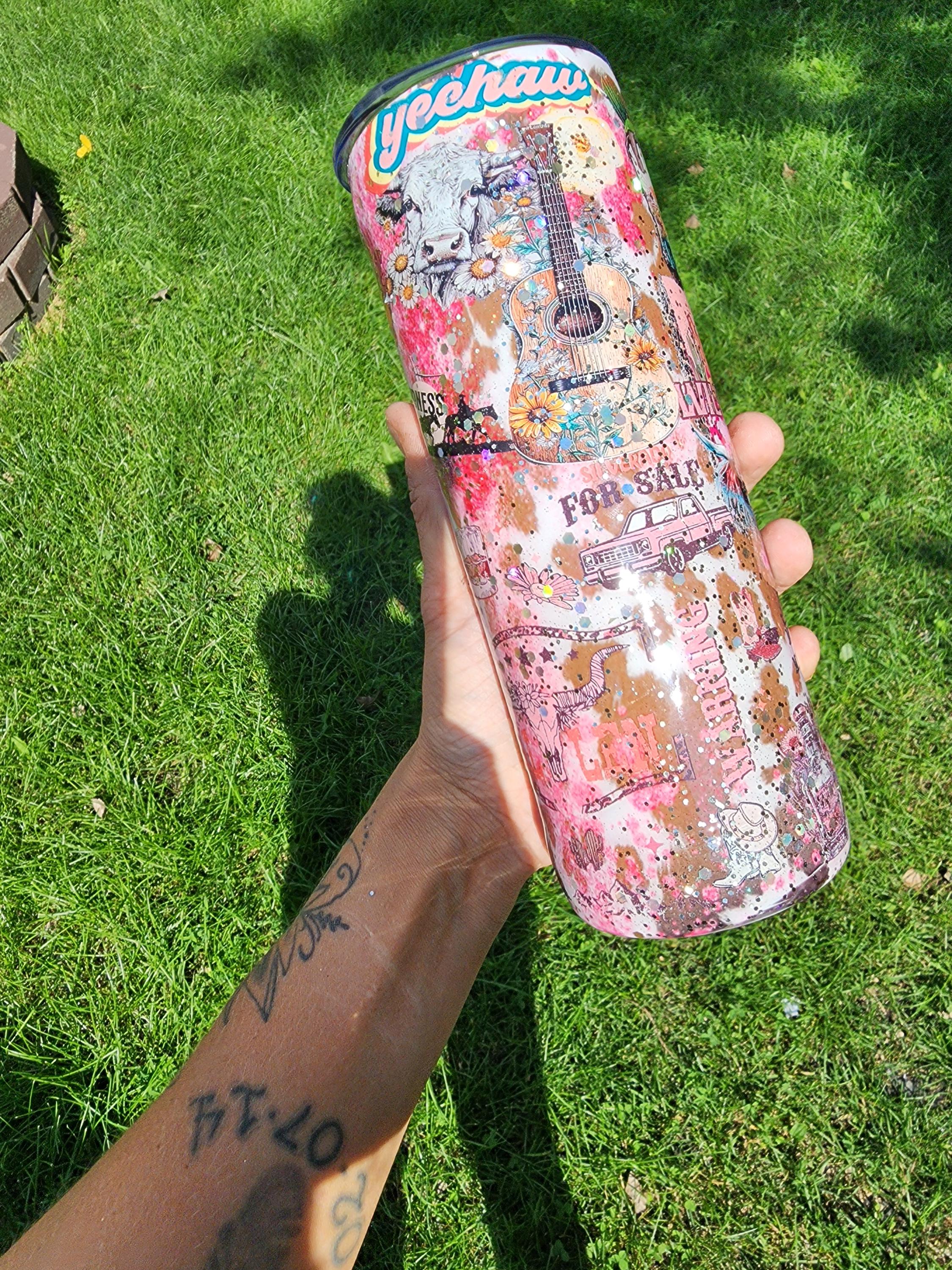Country Music Tumbler: "Heart Like A Truck" 20oz Stainless Steel Cup - Thumbnail 3