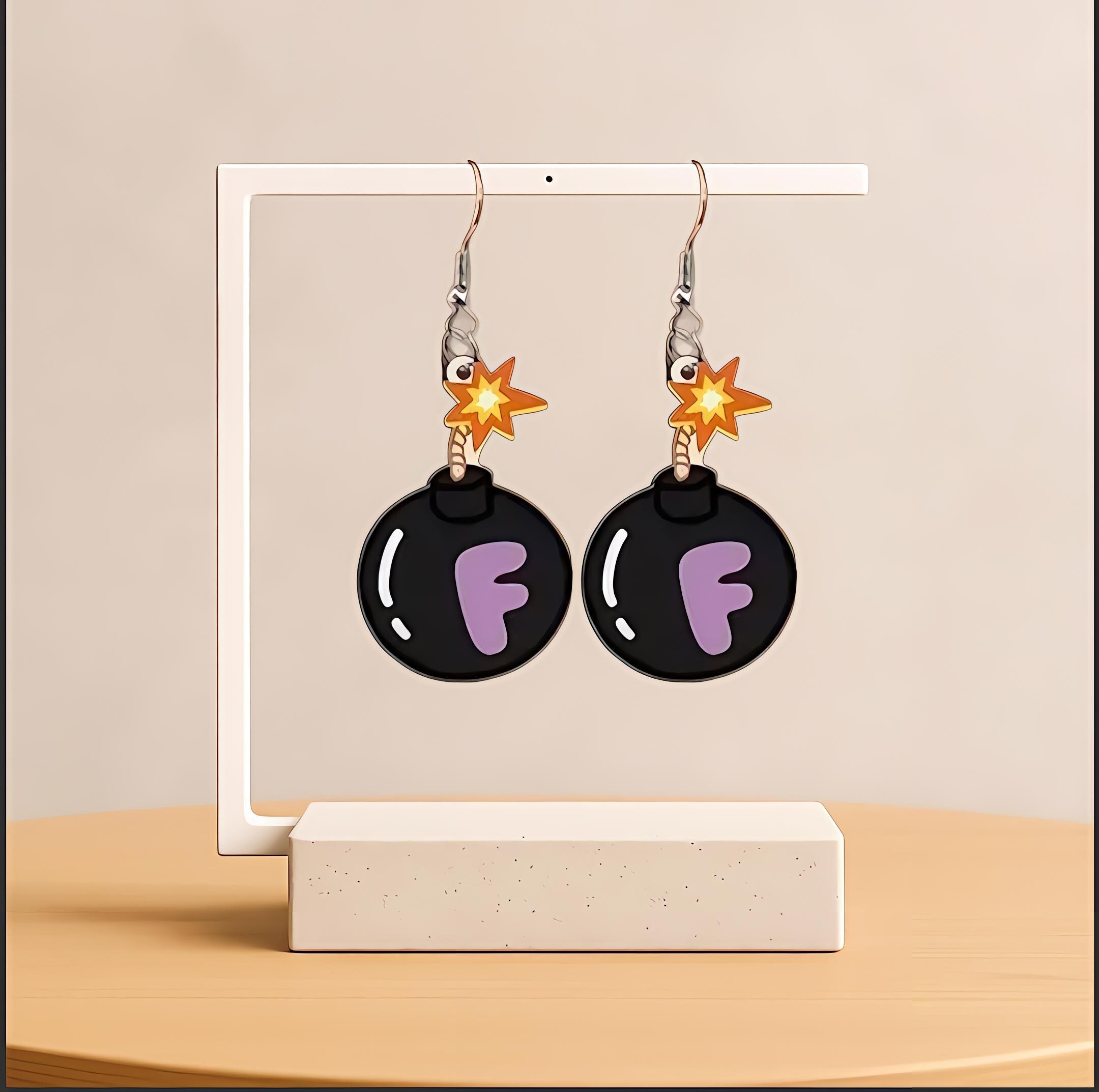 F-Bomb Acrylic Dangle Earrings: Sassy Unapologetic Statement Jewelry - Thumbnail 3