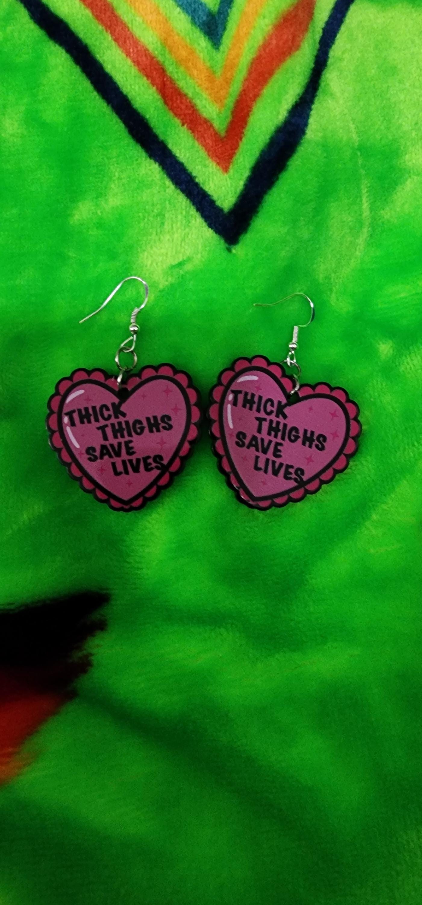 Heart Statement Earrings: Body Positive Thick Thighs Jewelry - Thumbnail 4