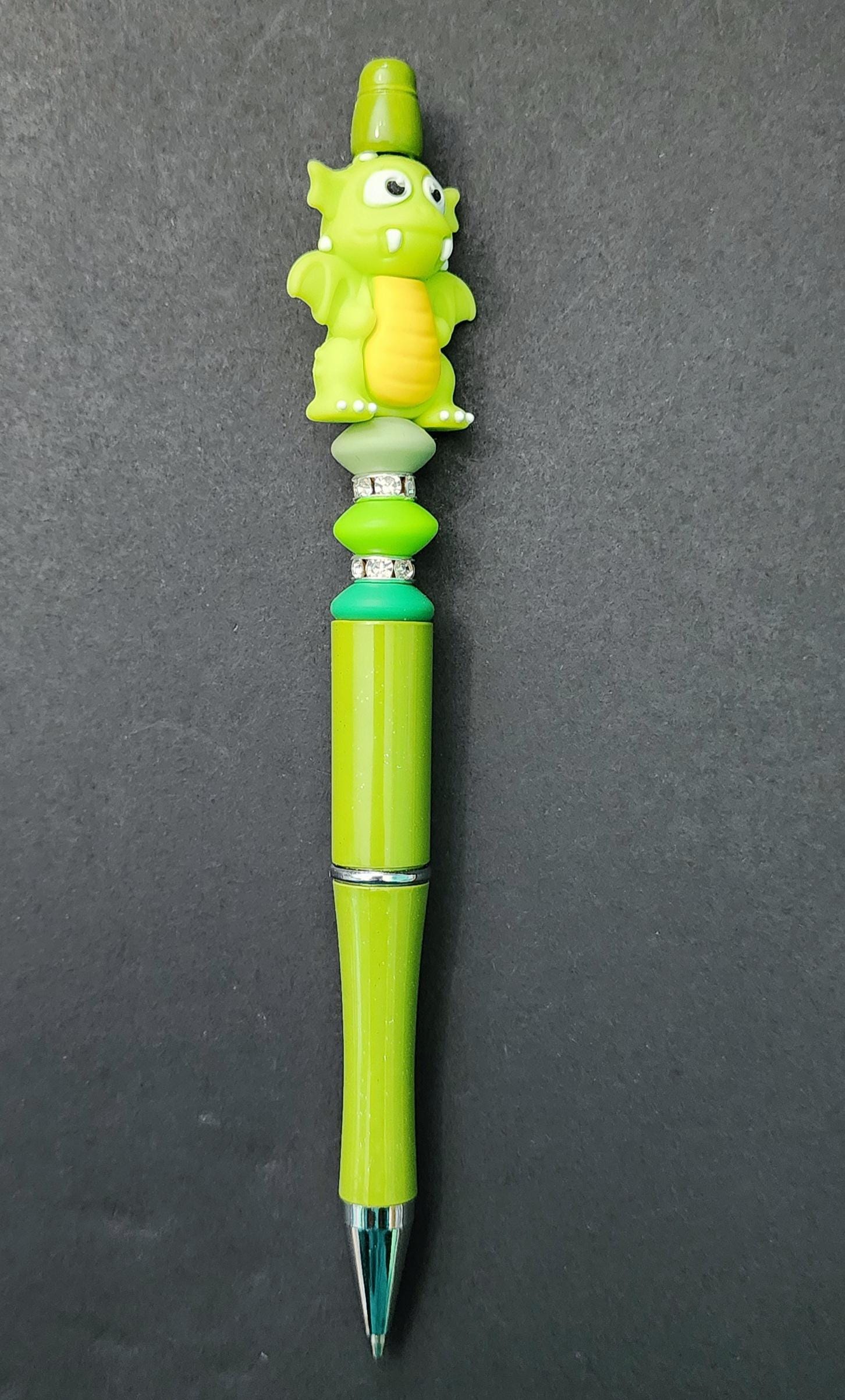 Beaded Pen Dragon Design Handcrafted Unique Writing Gift Artisanal Office Supplies Creative Stationery - Thumbnail 2