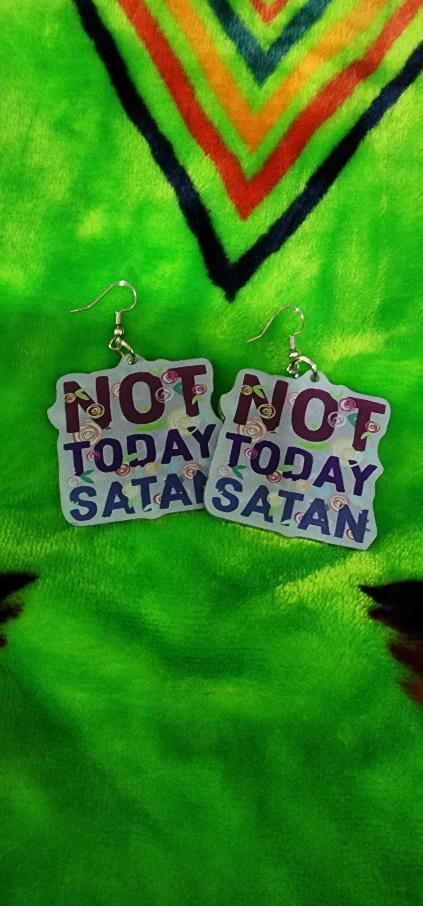 Not Today Satan Earrings: Handmade Gothic Witchy Jewelry - Thumbnail 6