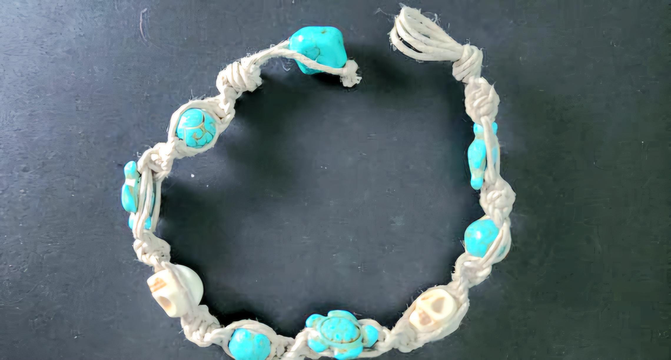 Handmade Turtle and Skull Anklet - Thumbnail 6