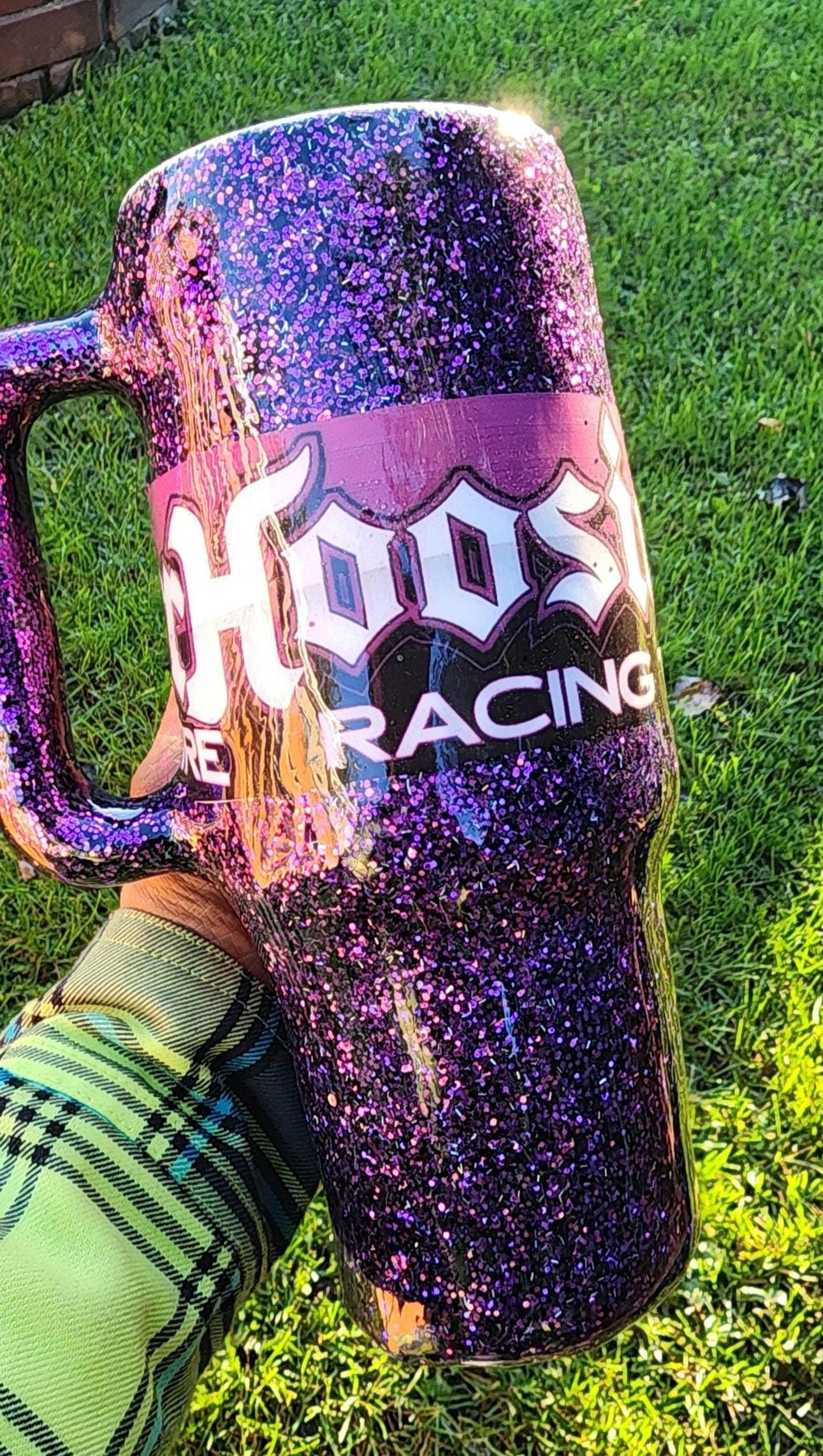 Hoosier Racing Tire Tumbler: Purple Glitter 40oz Drag Racing Cup - Thumbnail 5