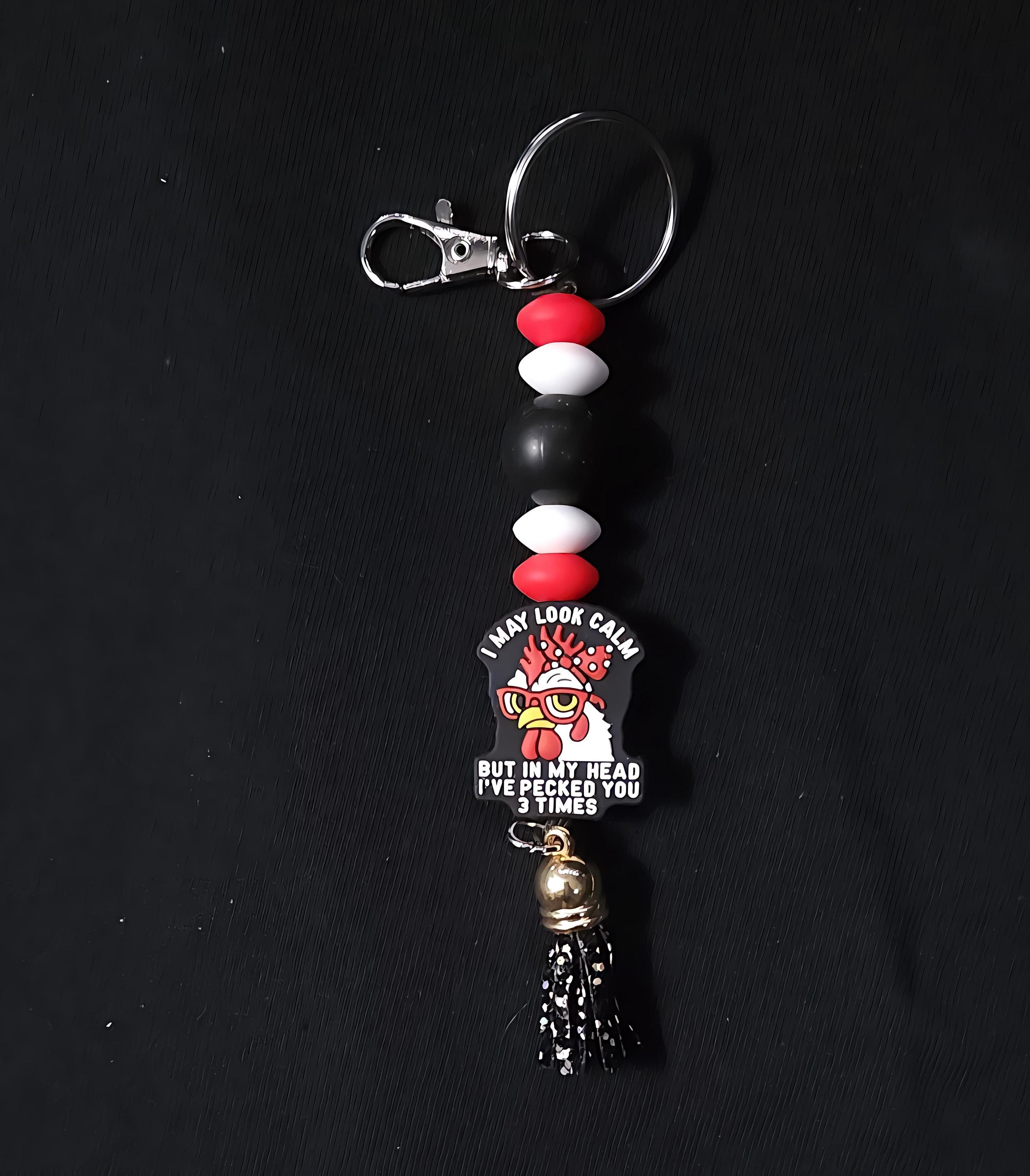 Funny Beaded Keychains with Cute Charms, Trendy Personalized Gift, Colorful Handmade Accessories for Bags & Keys - Thumbnail 4