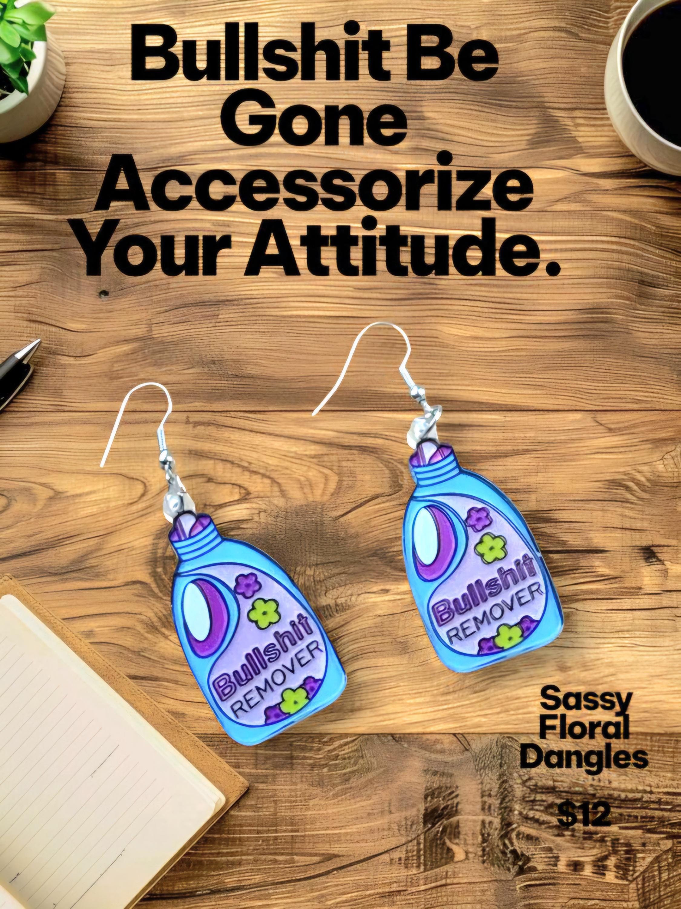 Floral Acrylic Dangle Earrings: Sassy Purple & Blue Statement Jewelry - Thumbnail 6