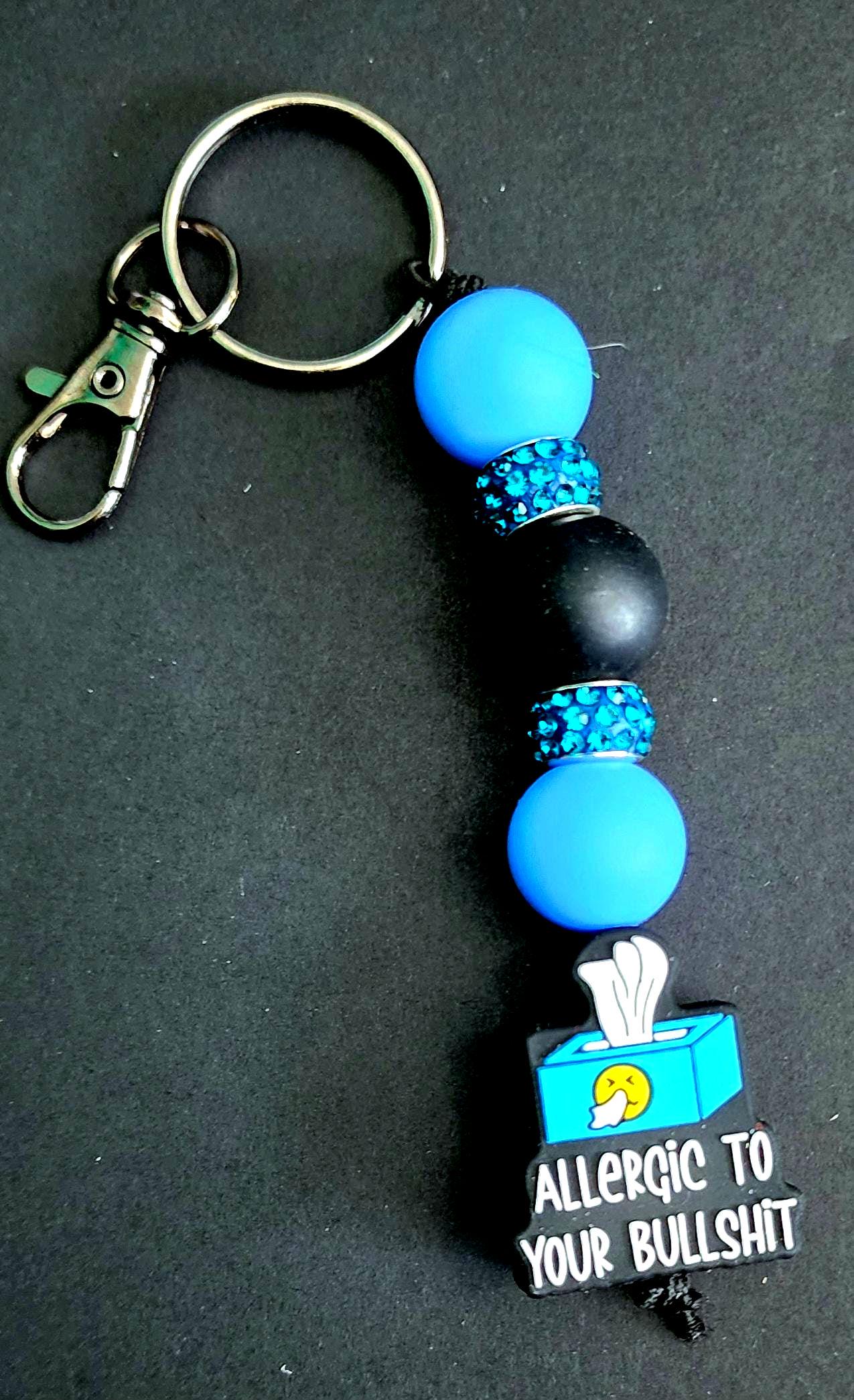 Allergic to Your Bullshit Beaded Keychain | Funny Keychain | Sassy Bag Charm | Sarcastic Gift for Friend | Beaded Keyring with Attitude - Thumbnail 3