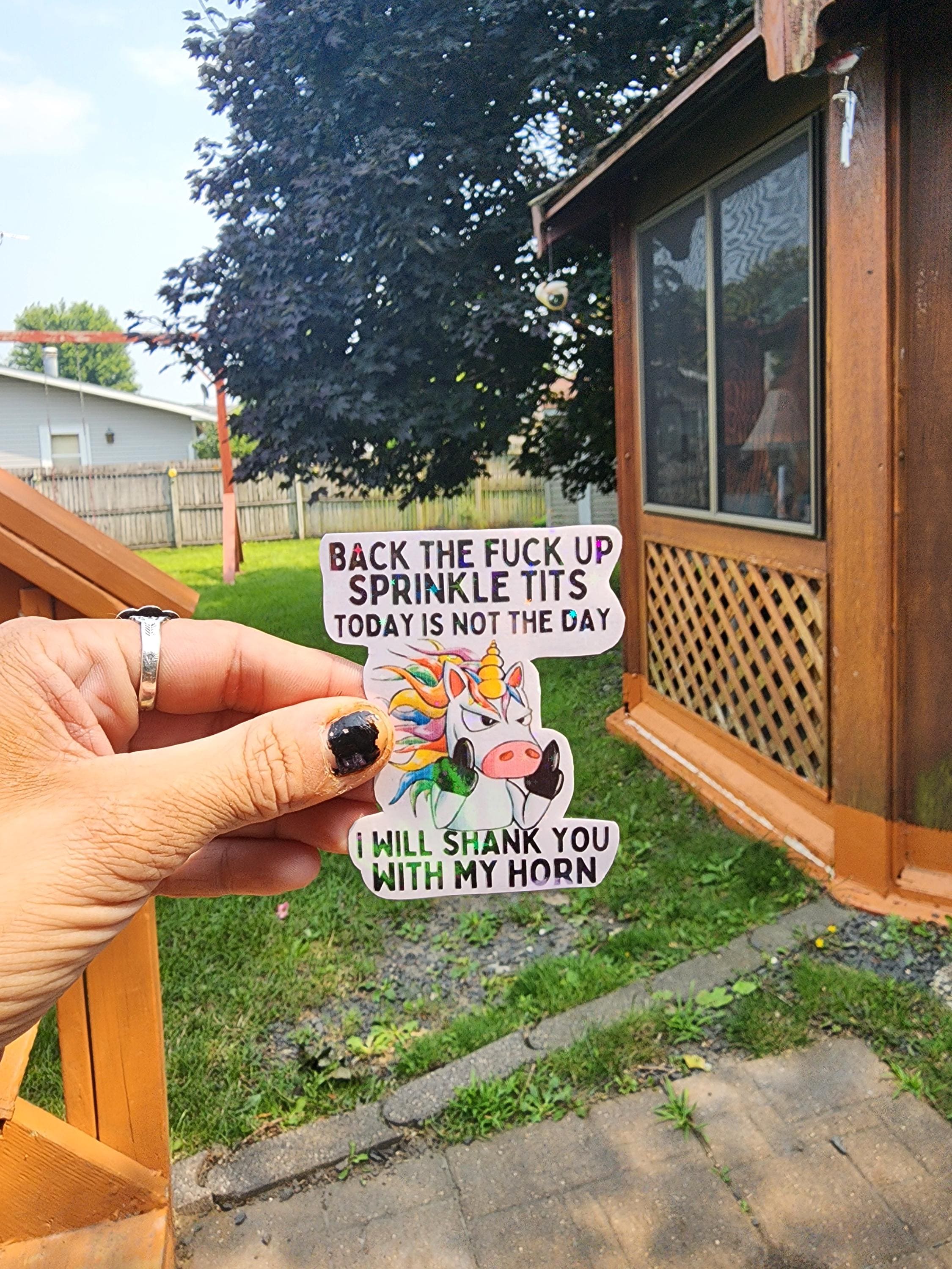 Back the Fuck Up Sprinkle Tits – Savage Unicorn Vinyl Sticker for Unstable Cuties - Thumbnail 4