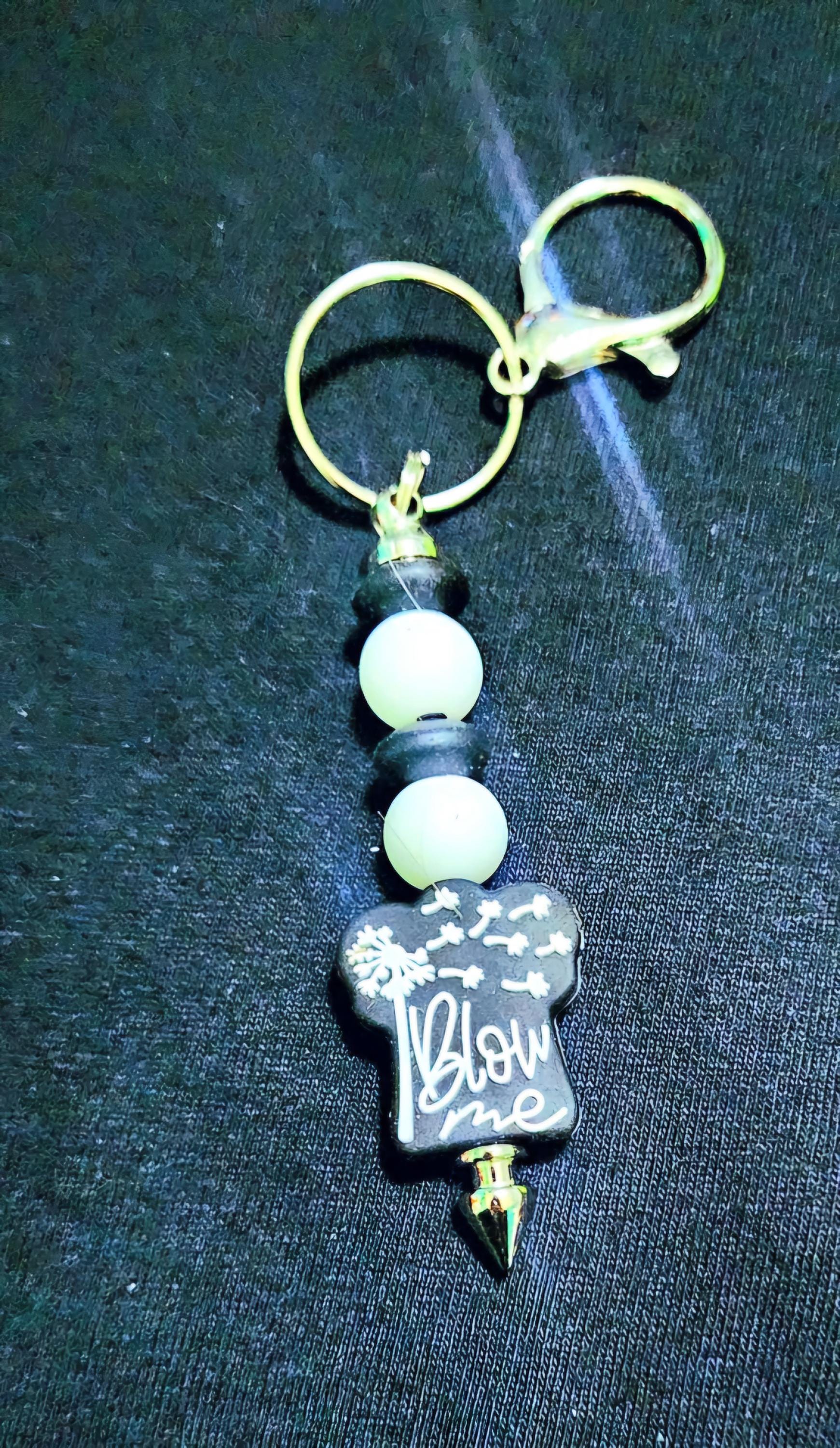 Humorous Beaded Keychain: Novelty Keyring - Thumbnail 7