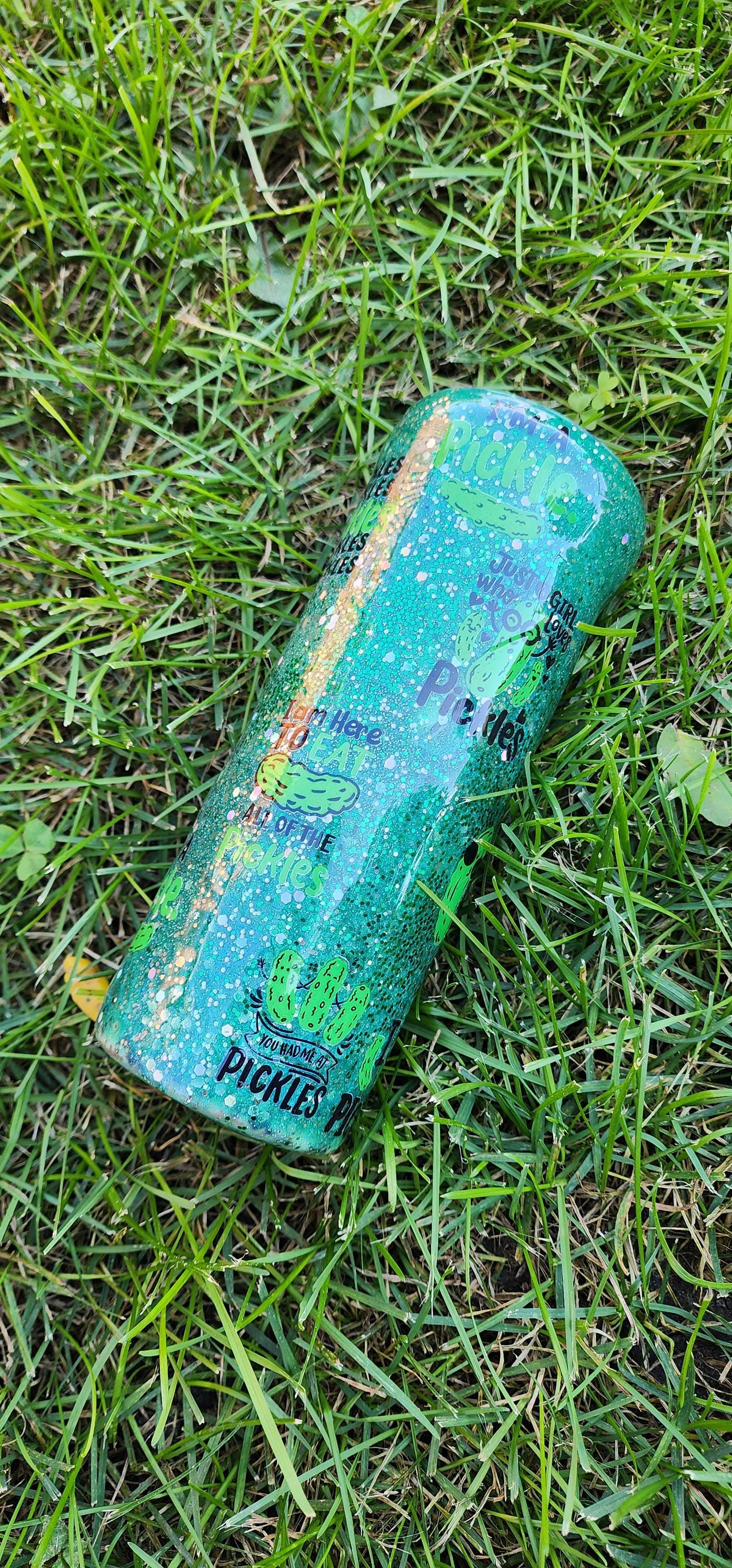 Pickle Lover Glitter Tumbler: Funny Stainless Steel Cup, Foodie Gift - Thumbnail 3