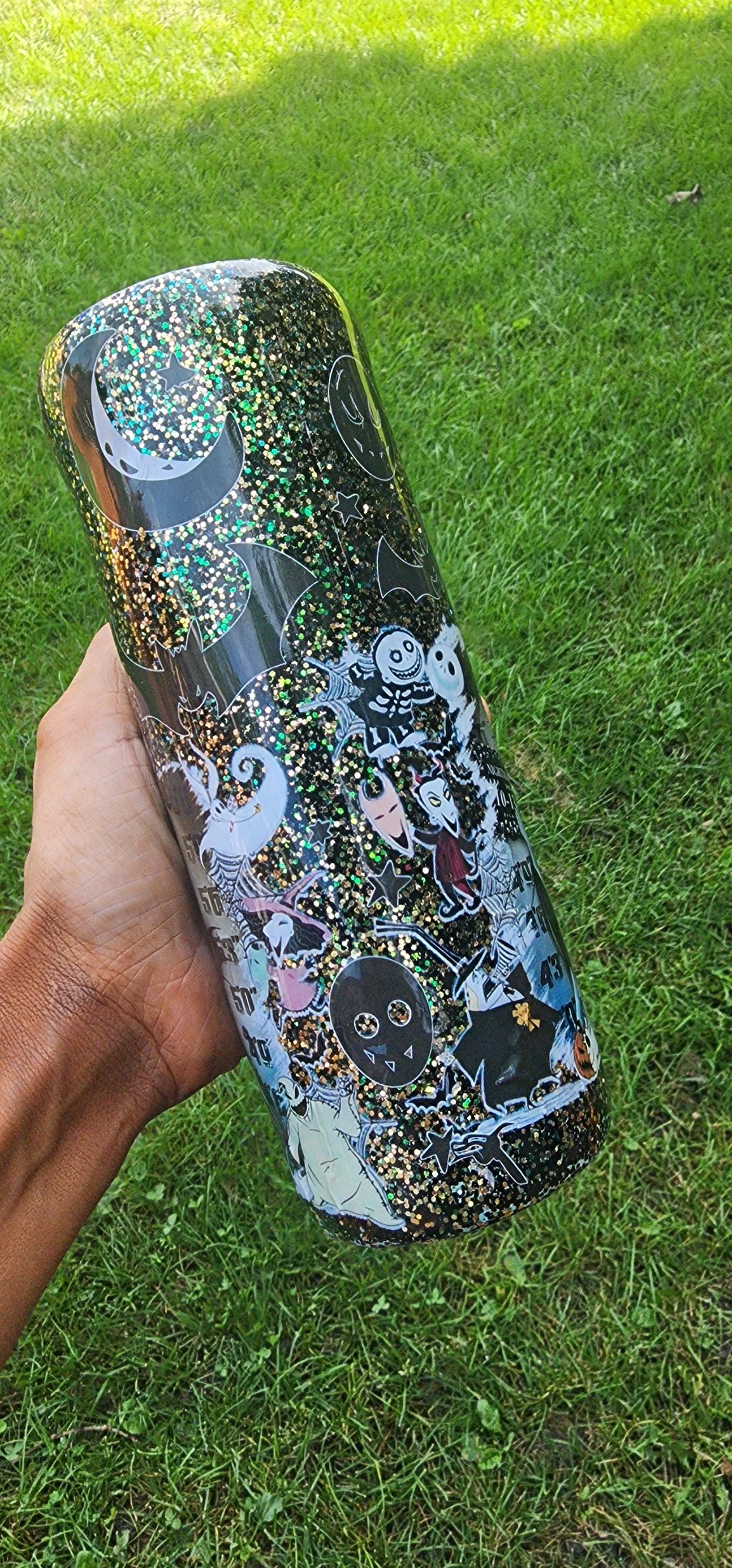 Jack & Sally Mugshot Tumbler: Spooky Glitter Nightmare Before Christmas Cup - Thumbnail 6