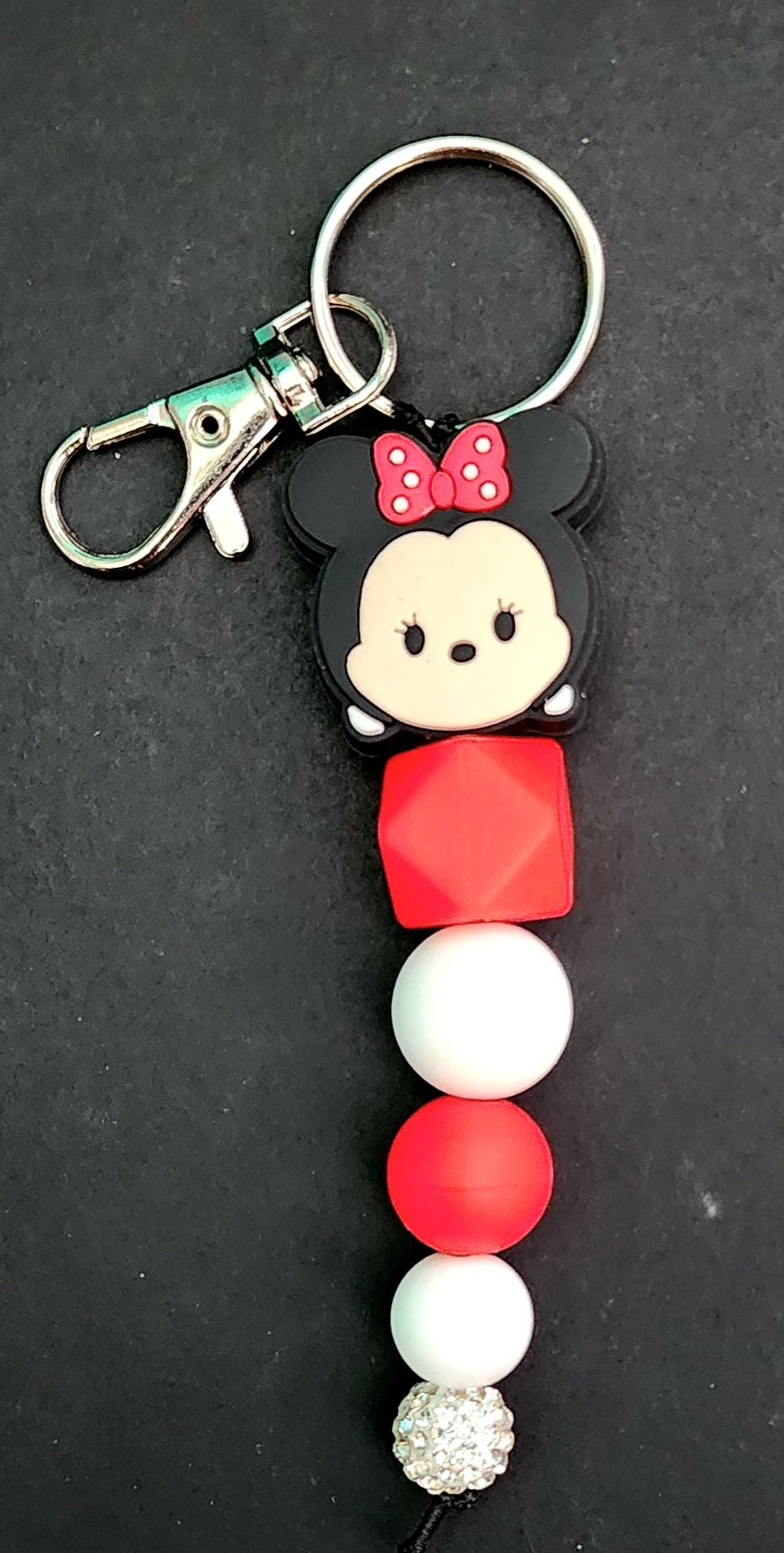 Handmade Minnie Mouse Keychain: Pink Tassel Charm - Thumbnail 6