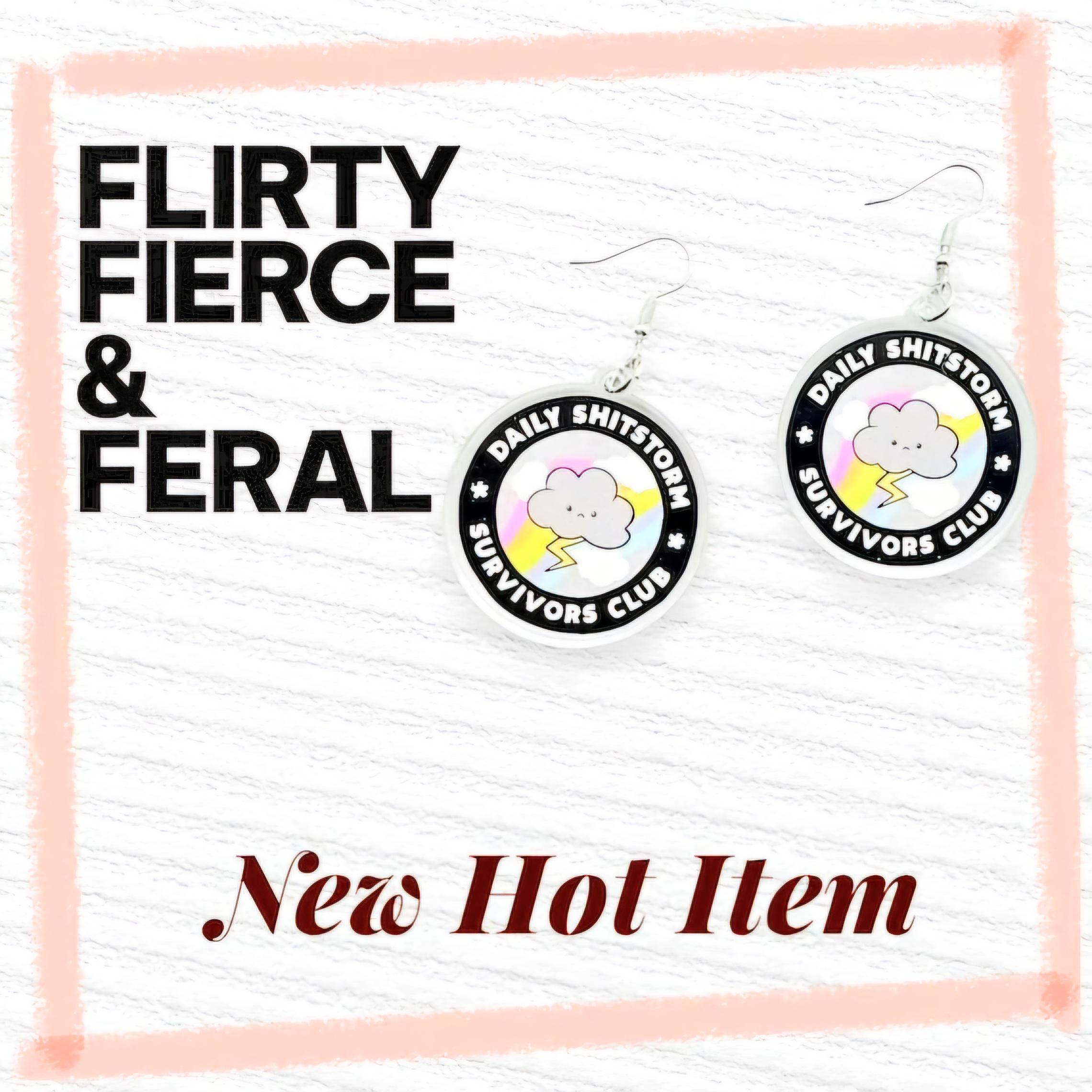 Funny Acrylic Cloud & Lightning Bolt Earrings: Sassy Shitstorm Survivor Jewelry