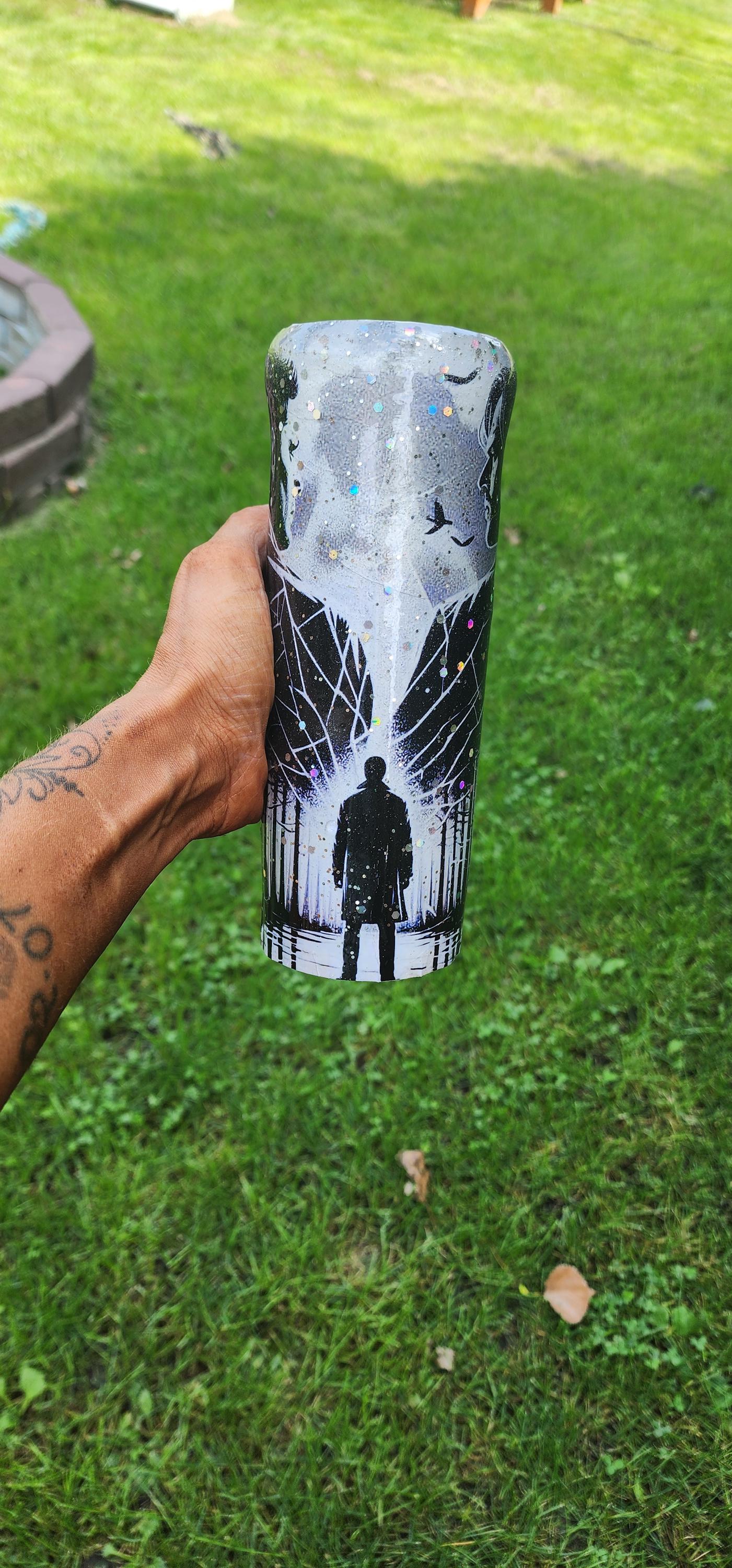 Supernatural Winchester Brothers Tumbler: Glittery Epoxy Fan Gift - Thumbnail 2