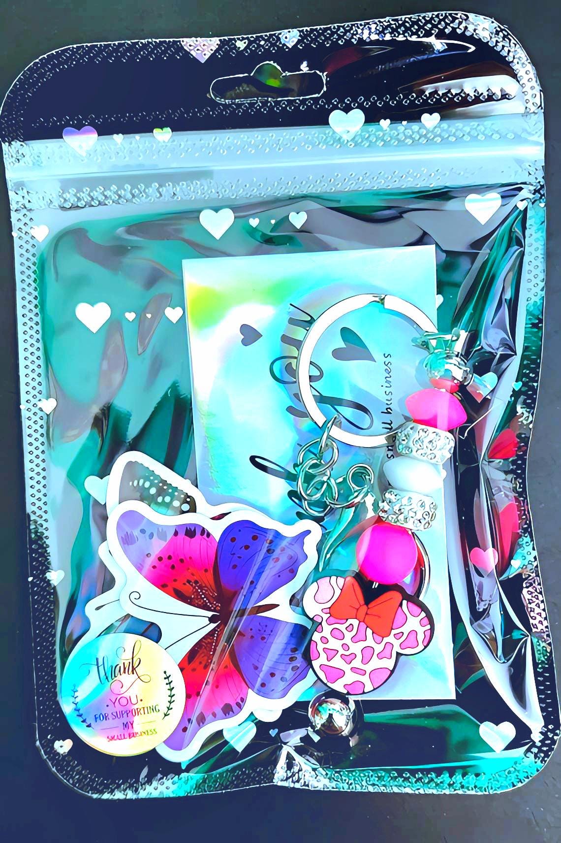 Handmade Minnie Mouse Cow Print Keychain - Thumbnail 6