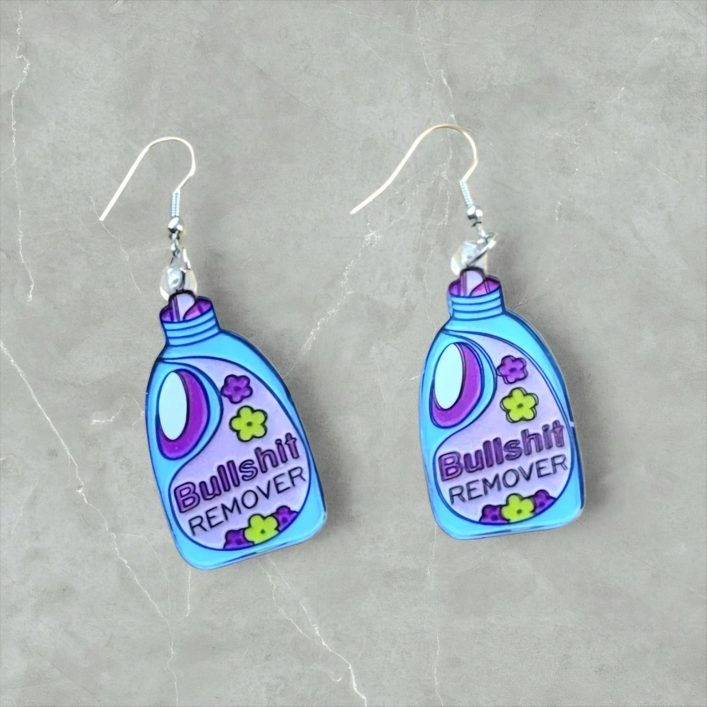 Floral Acrylic Dangle Earrings: Sassy Purple & Blue Statement Jewelry - Thumbnail 5