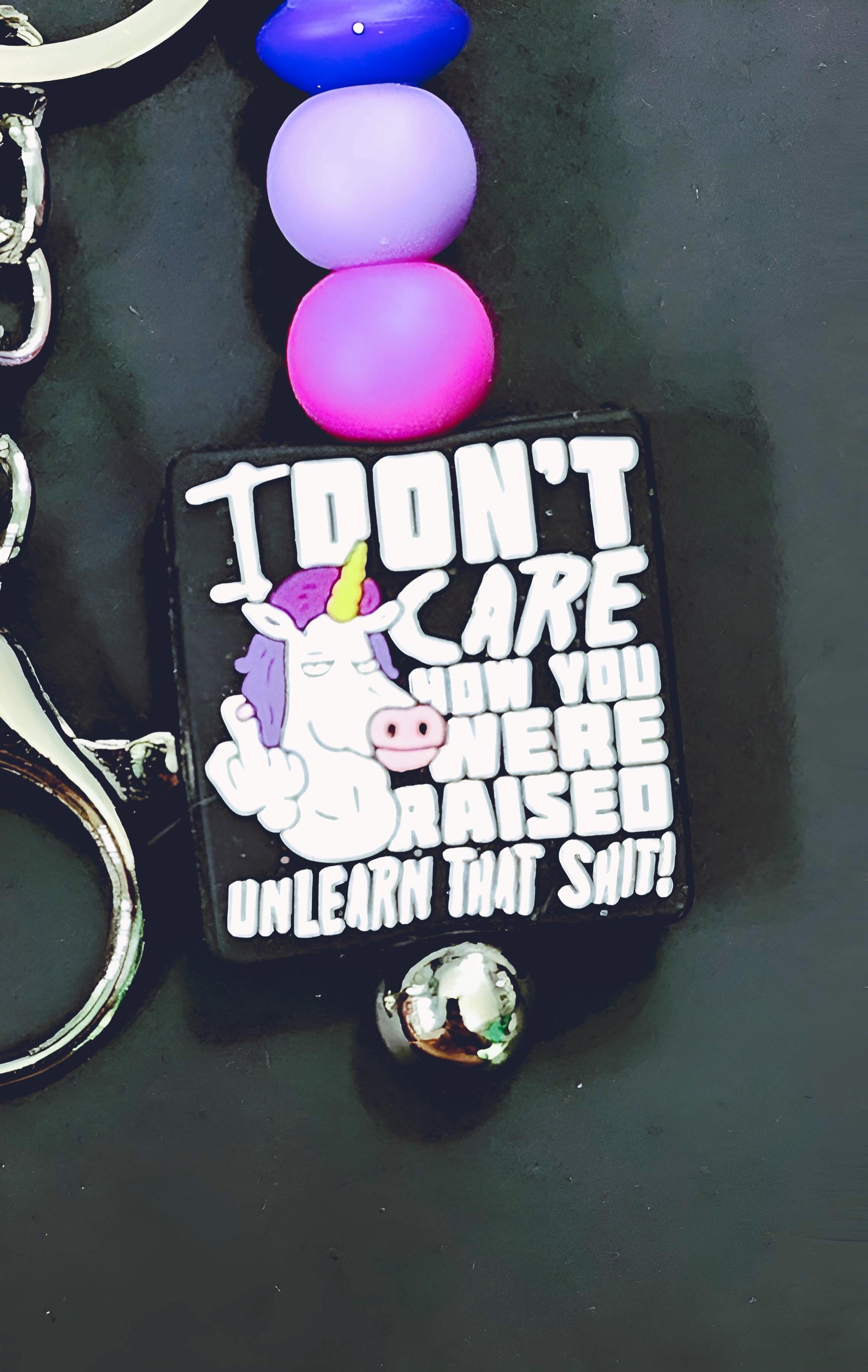Handmade 'I Don't Care' Unicorn Keychain