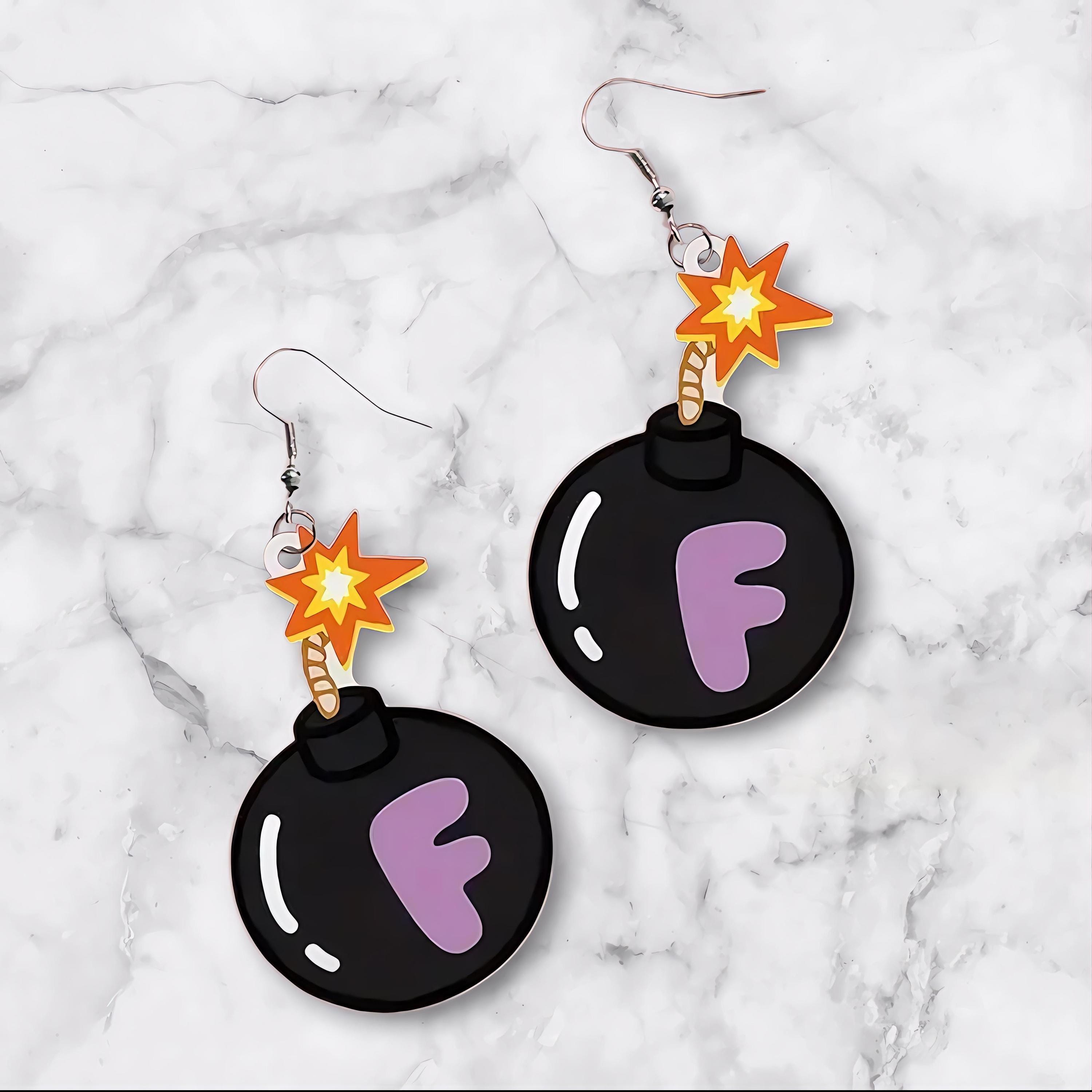 F-Bomb Acrylic Dangle Earrings: Sassy Unapologetic Statement Jewelry - Thumbnail 6
