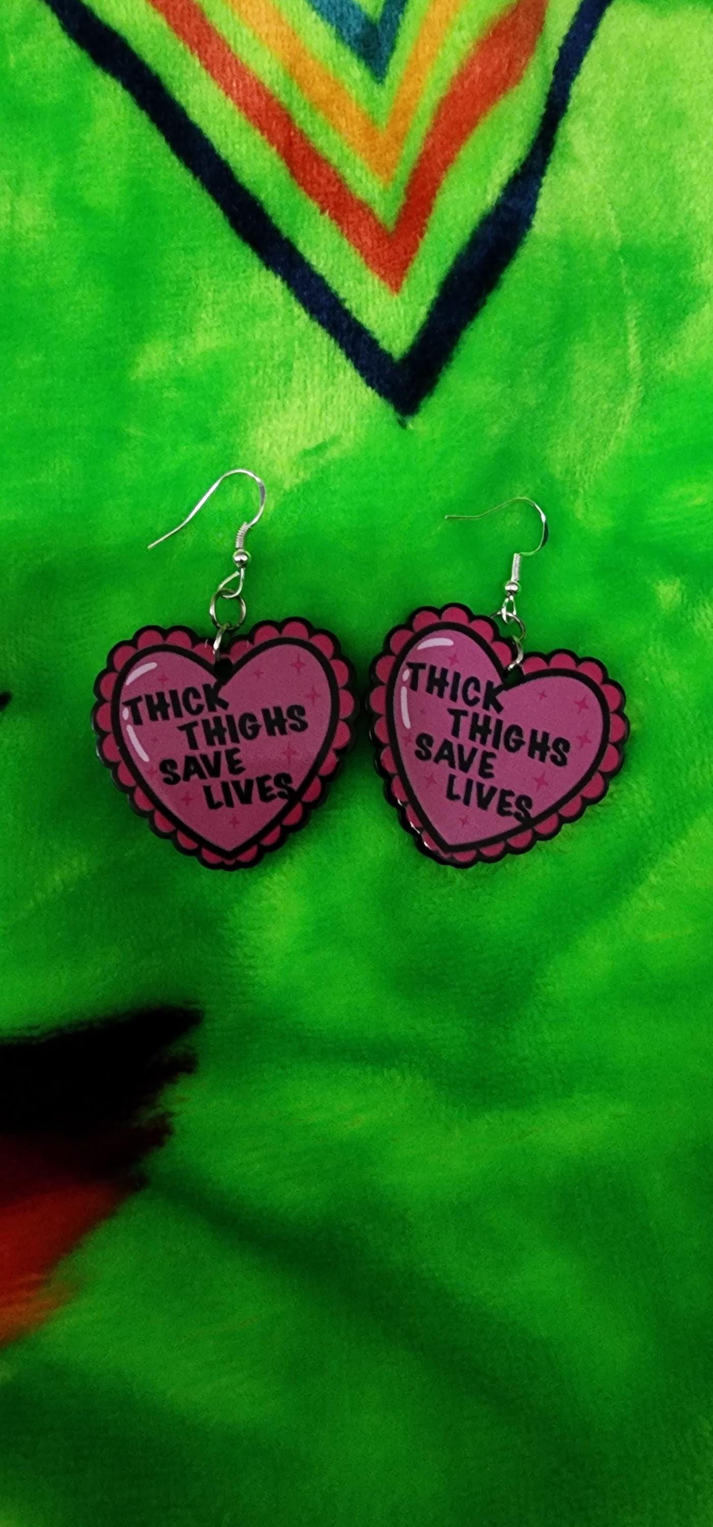 Heart Statement Earrings: Body Positive Thick Thighs Jewelry - Thumbnail 5