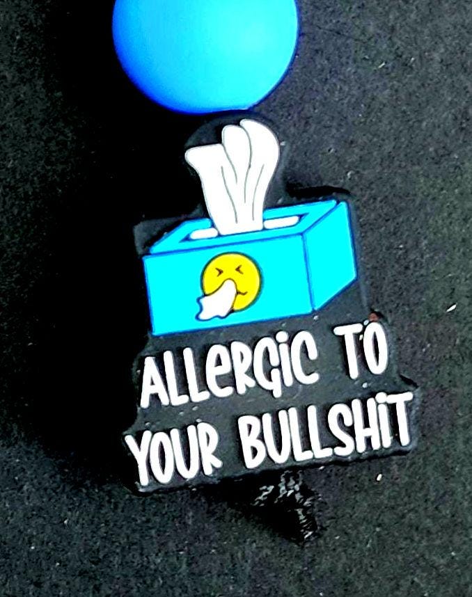 Allergic to Your Bullshit Beaded Keychain | Funny Keychain | Sassy Bag Charm | Sarcastic Gift for Friend | Beaded Keyring with Attitude