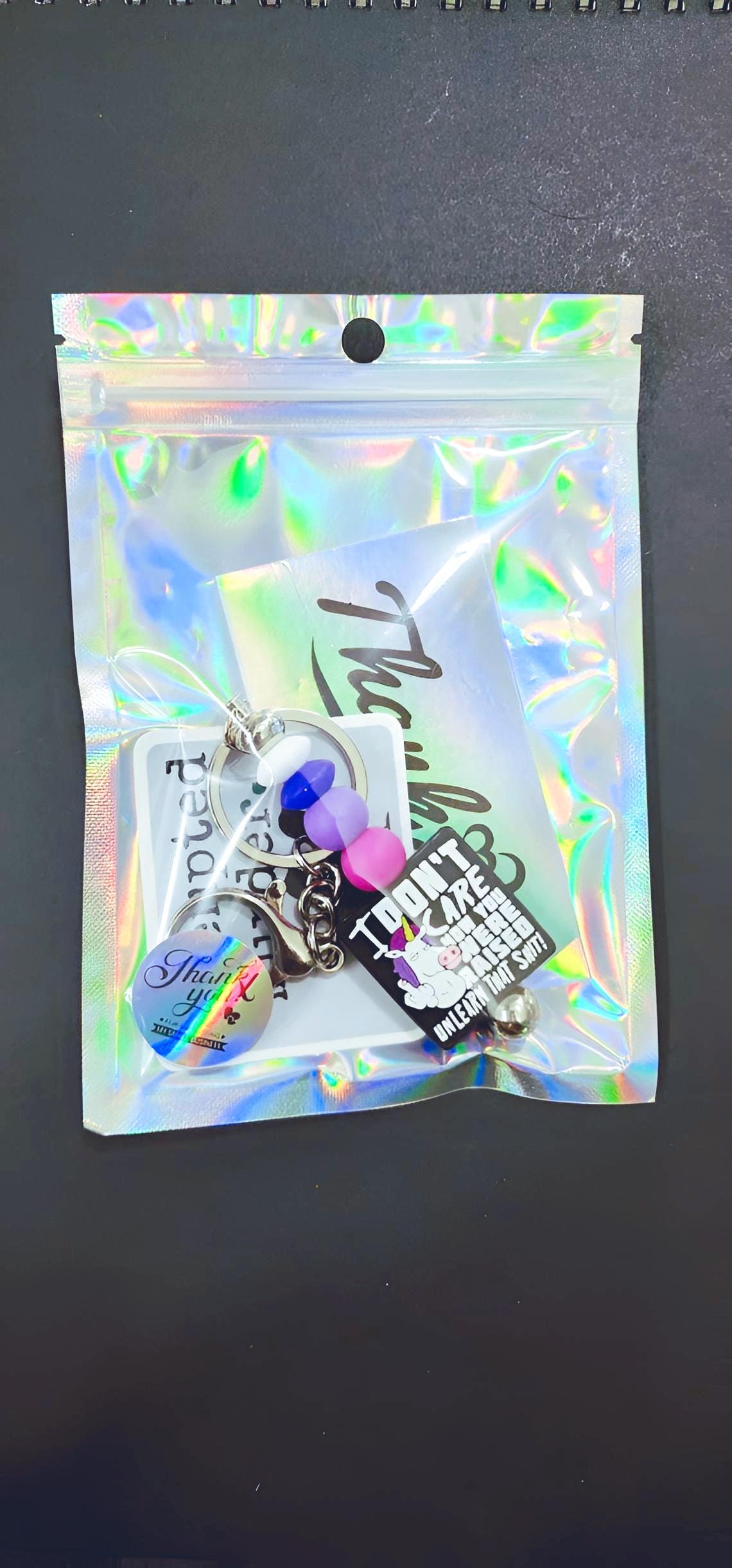 Handmade 'I Don't Care' Unicorn Keychain - Thumbnail 5