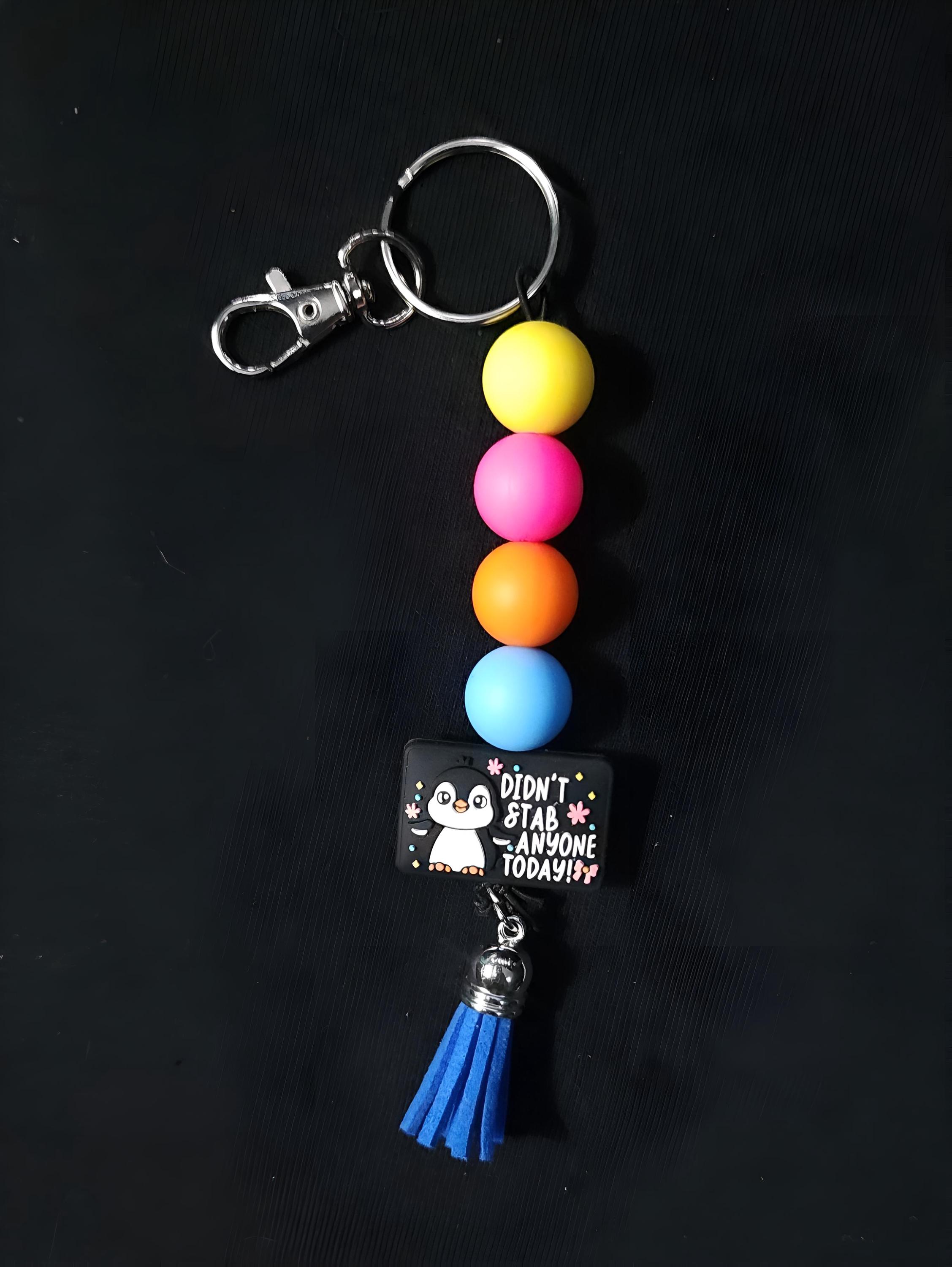 Funny Beaded Keychains with Cute Charms, Trendy Personalized Gift, Colorful Handmade Accessories for Bags & Keys - Thumbnail 7