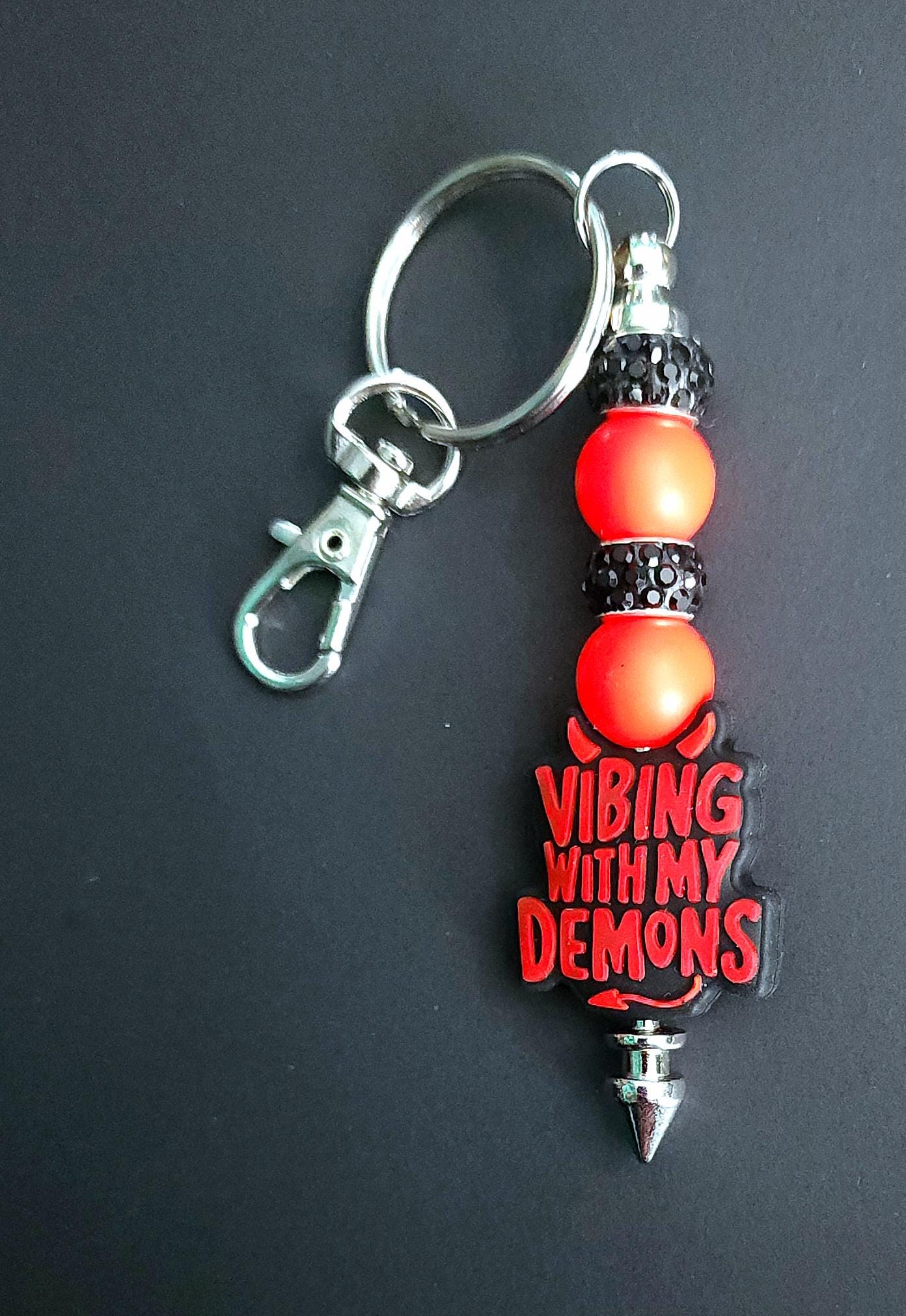 Demons Beaded Keychain: Vibing With My Demons Handmade Charm Accessory Unique Gift for Friends & Collectors