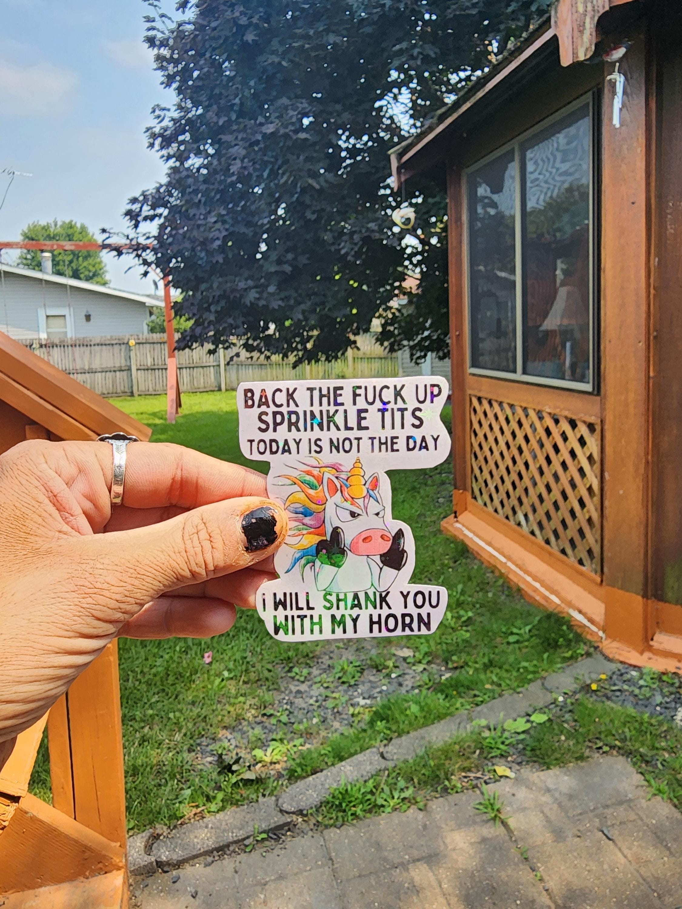 Back the Fuck Up Sprinkle Tits – Savage Unicorn Vinyl Sticker for Unstable Cuties - Thumbnail 5