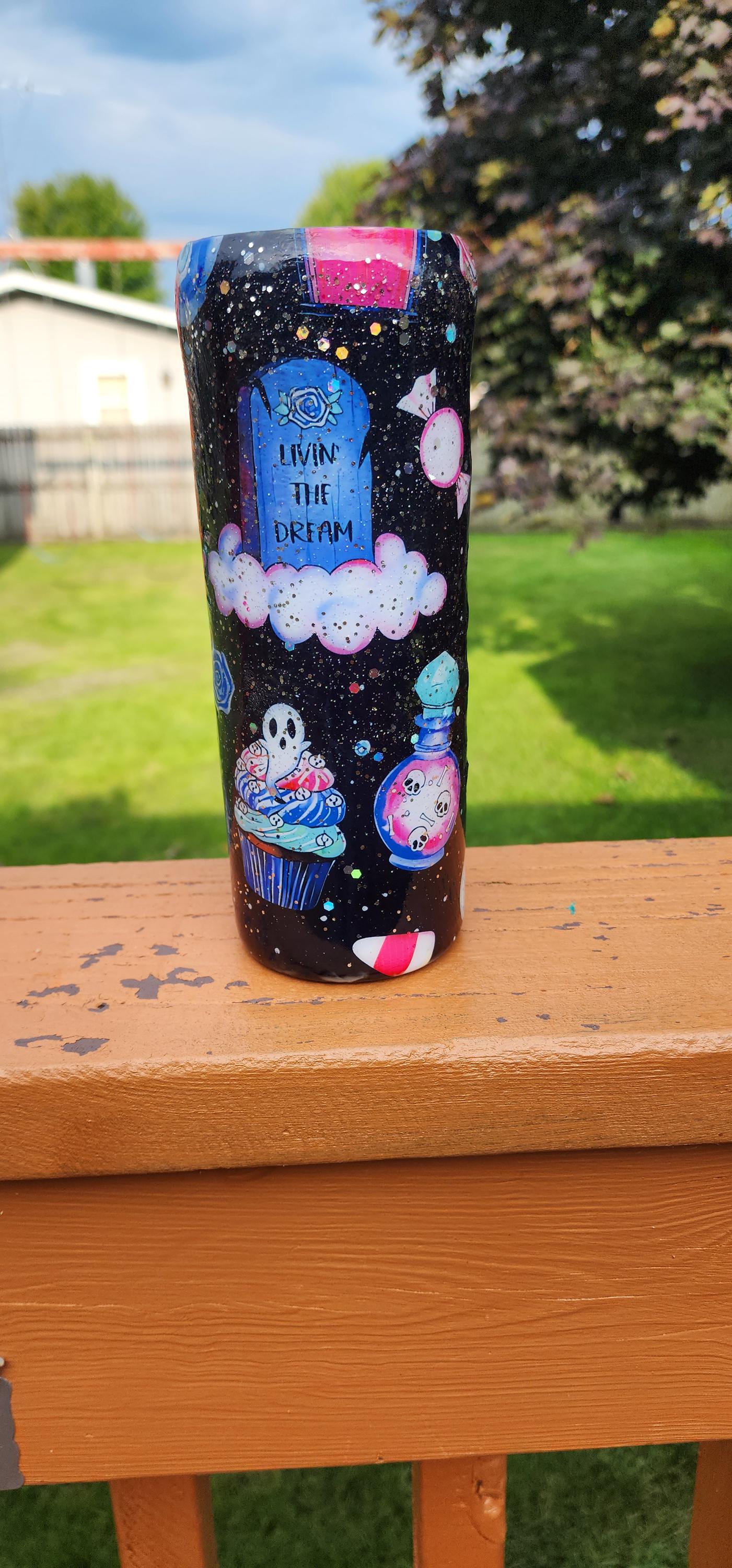 Resting Witch Face Tumbler: Witchcore Cupcakes & Tombstones - Thumbnail 6
