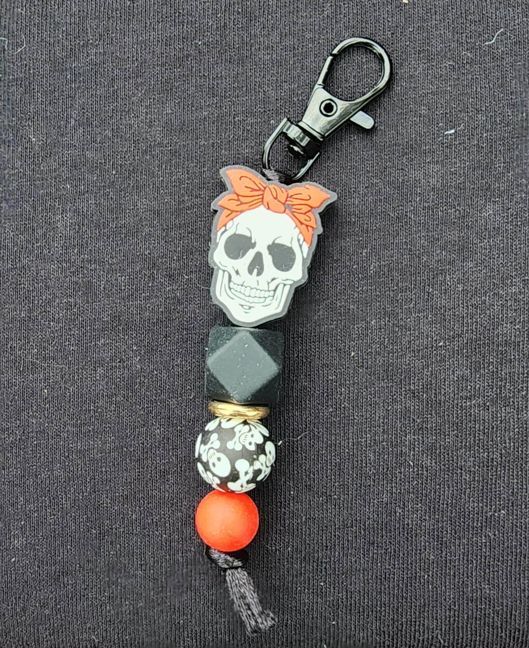 Handmade Skull Keychain: Bandana Charm - Thumbnail 7