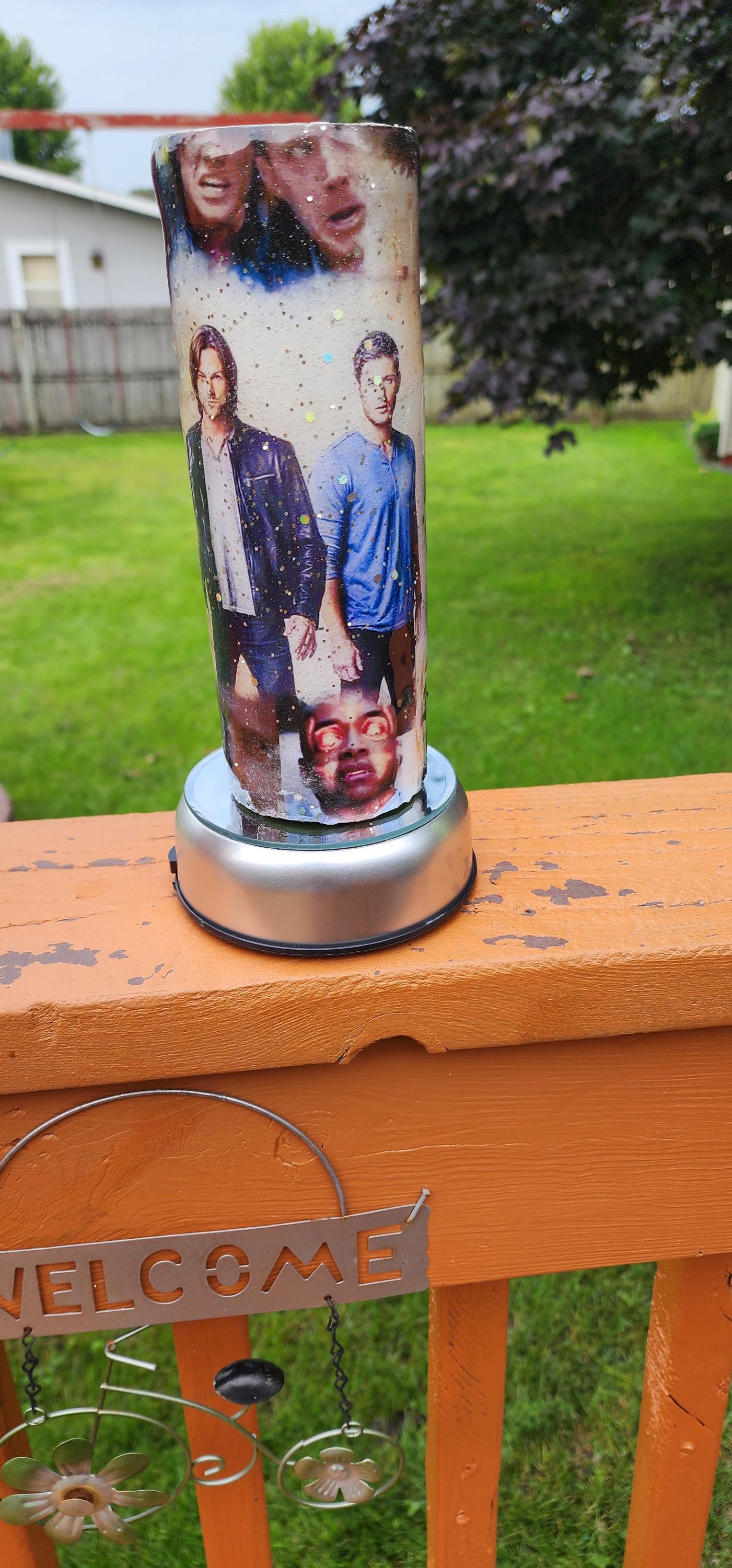 Supernatural Glitter Epoxy Tumbler: Handmade TV Show Fan Gift - Thumbnail 4