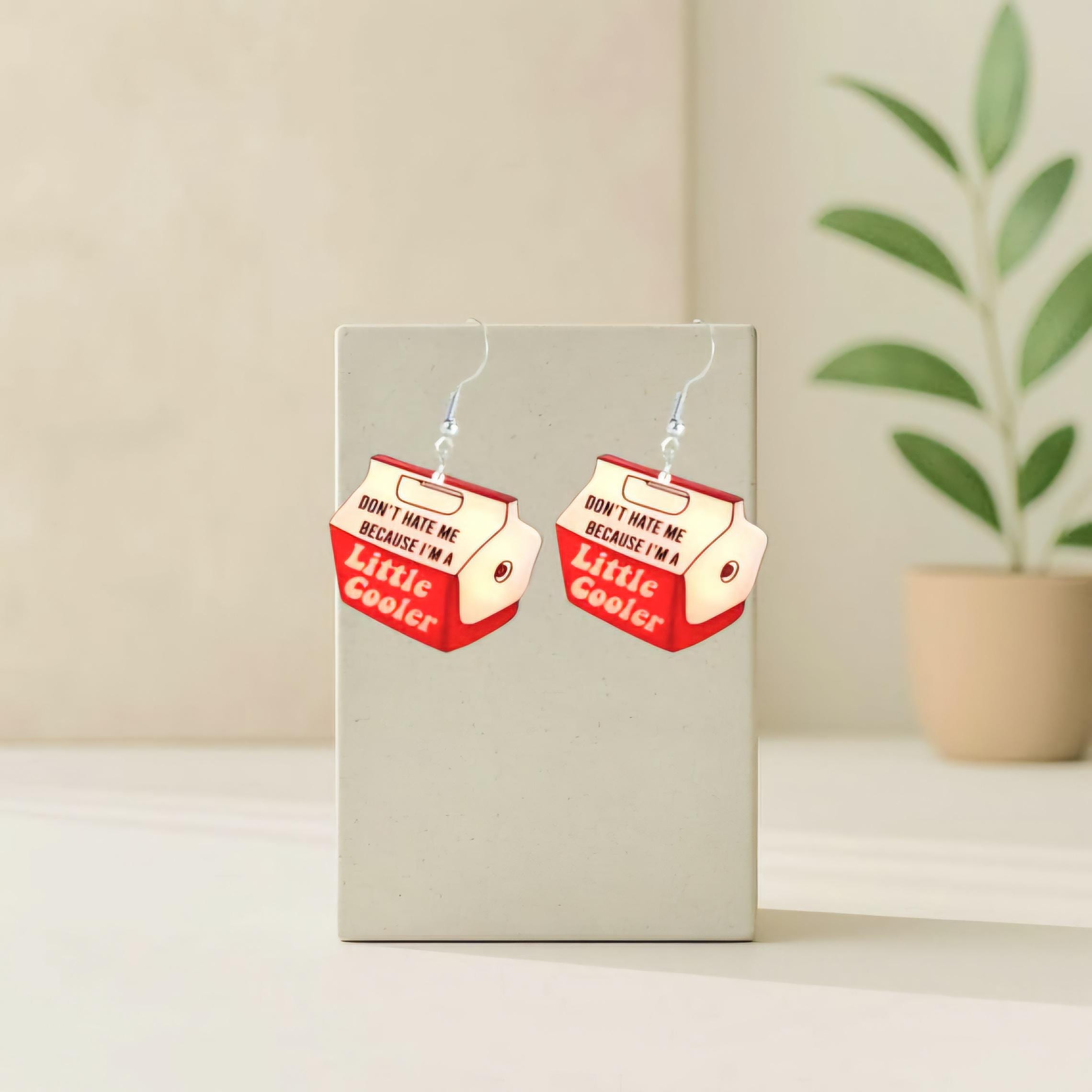 Red & White Acrylic Dangle Earrings: Baddie Sass Charms - Thumbnail 2