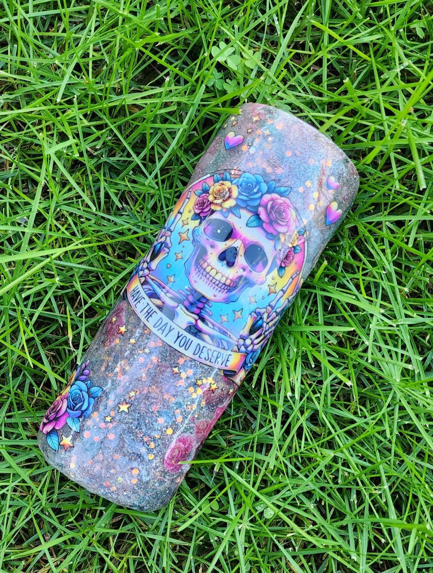 Skull & Rose Epoxy Tumbler: Gothic Floral Coffee Cup - Sarcastic Gift - Thumbnail 6