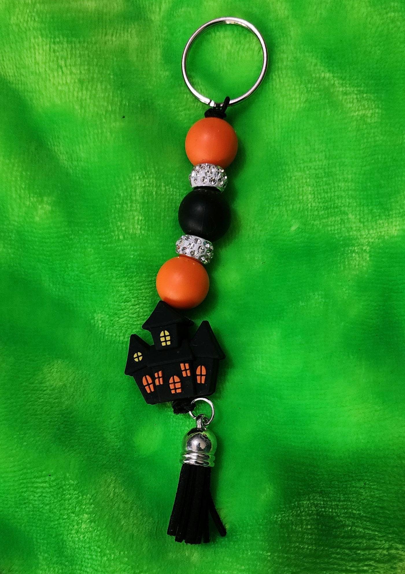 Halloween Beaded Keychain: Ghost, Bat, Pumpkin & Haunted House - Thumbnail 7
