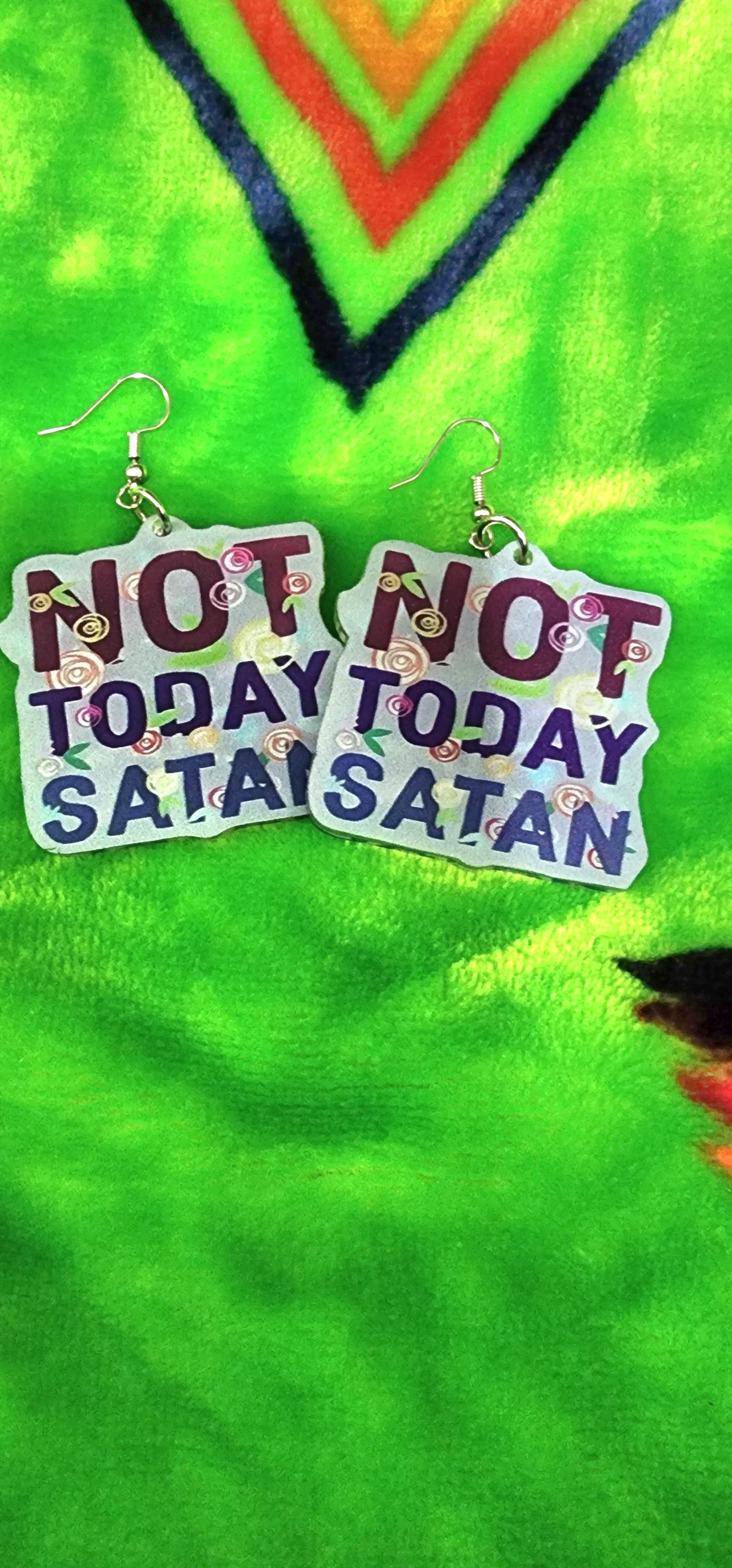 Not Today Satan Earrings: Handmade Gothic Witchy Jewelry - Thumbnail 3